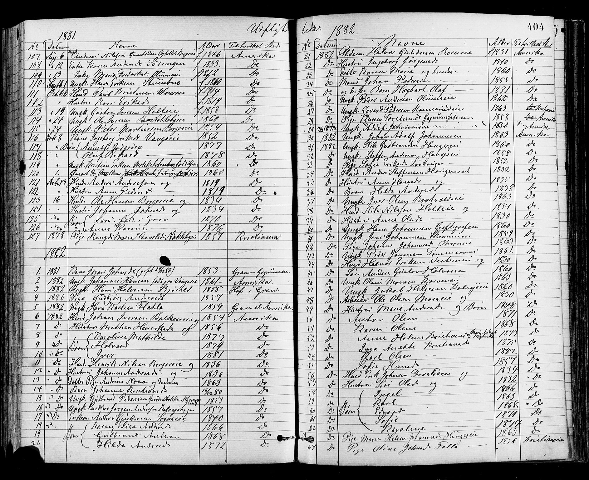 Jevnaker prestekontor, SAH/PREST-116/H/Ha/Haa/L0008: Parish register (official) no. 8, 1877-1890, p. 404