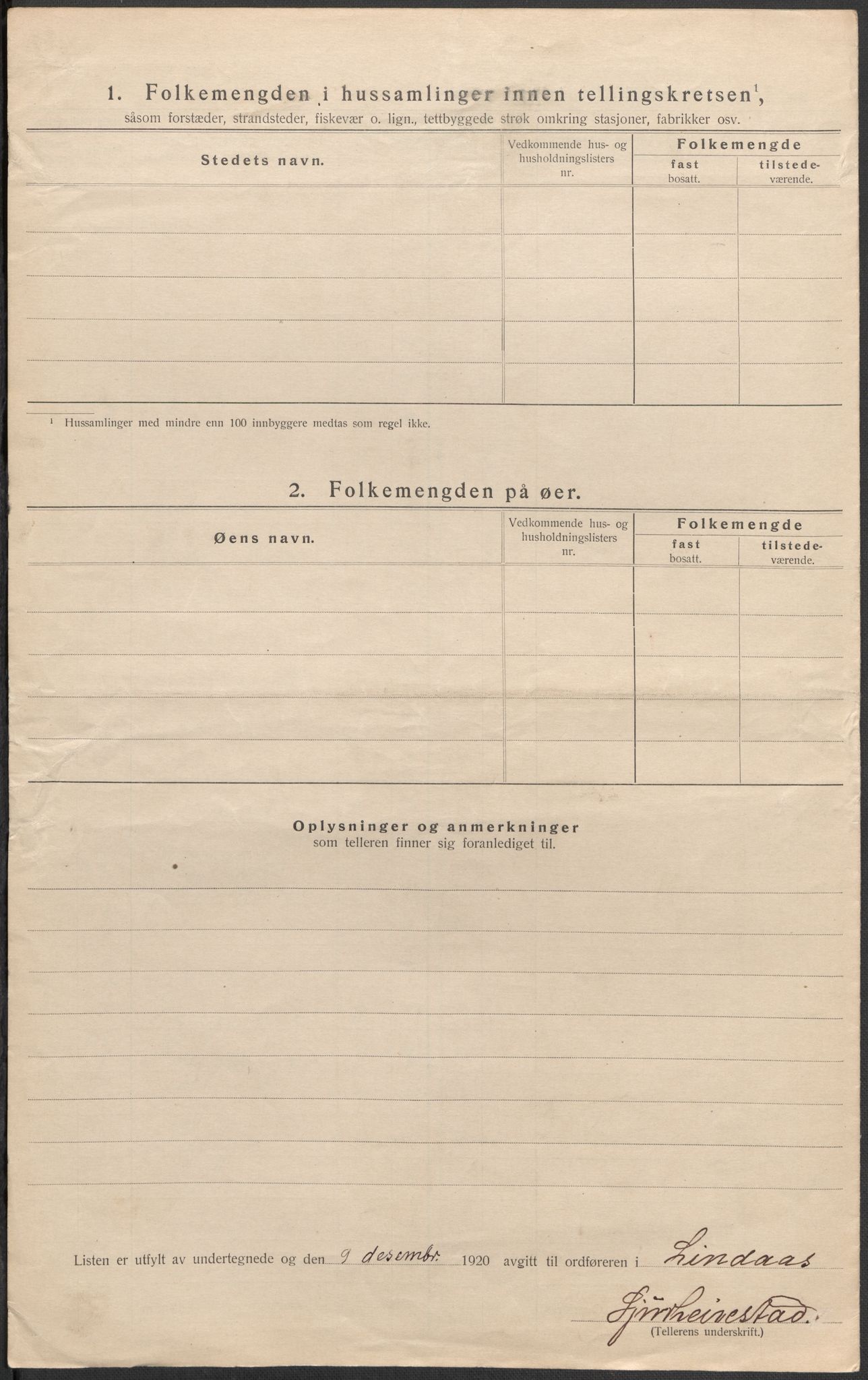 SAB, 1920 census for Lindås, 1920, p. 52