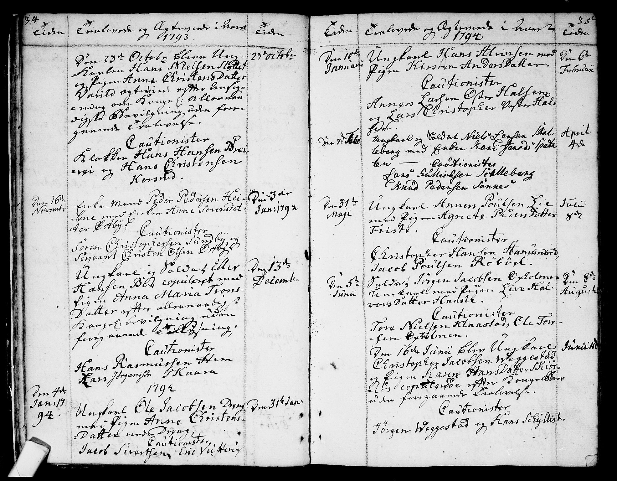 Tjølling kirkebøker, SAKO/A-60/F/Fa/L0004: Parish register (official) no. 4, 1779-1817, p. 34-35