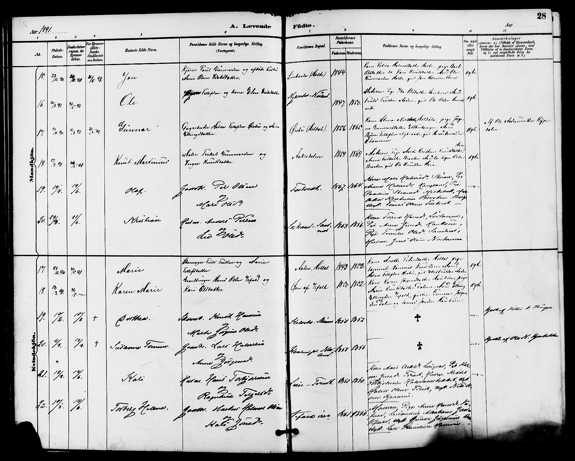 Drangedal kirkebøker, AV/SAKO-A-258/G/Ga/L0003: Parish register (copy) no. I 3, 1887-1906, p. 28