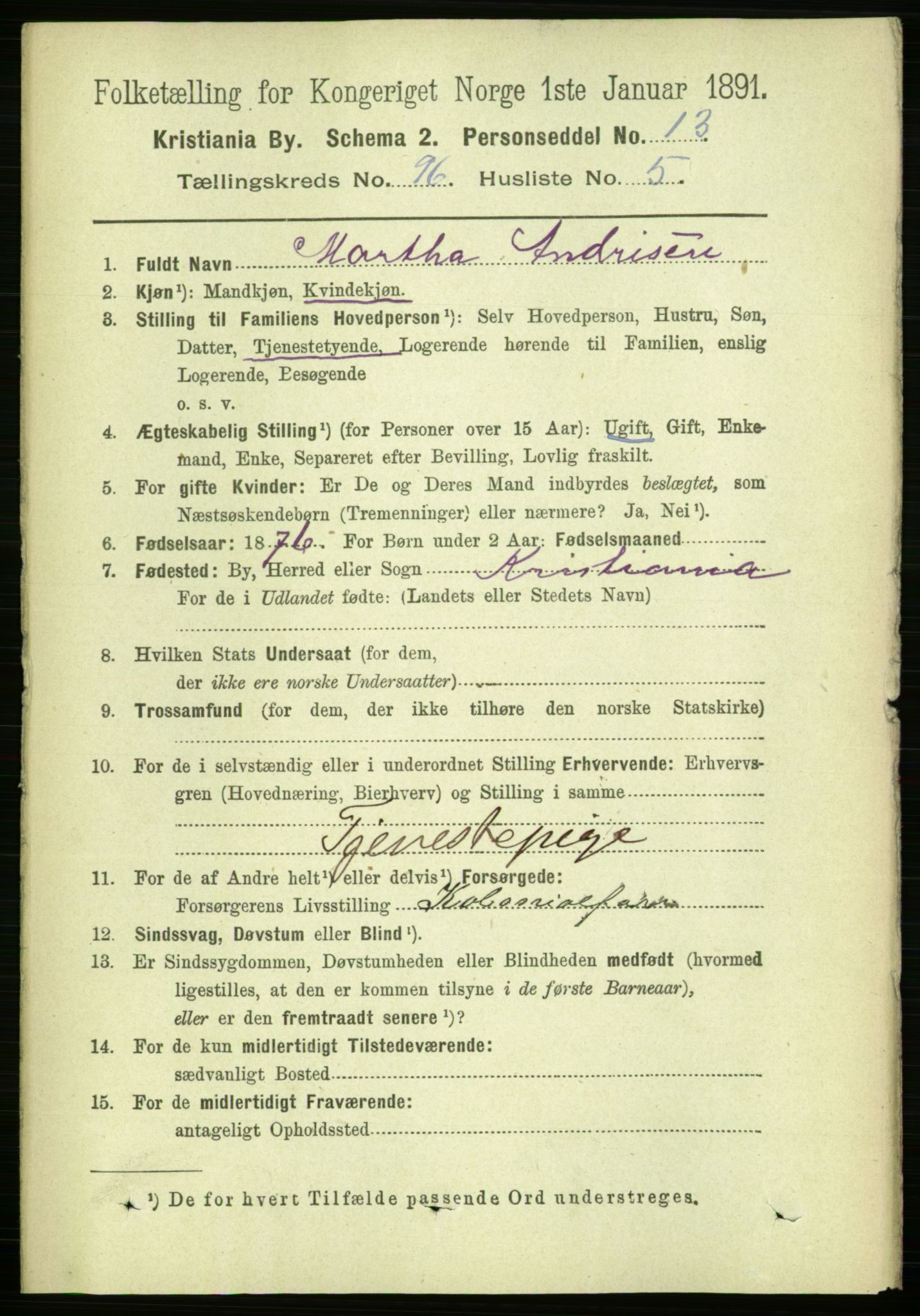 RA, 1891 census for 0301 Kristiania, 1891, p. 46638