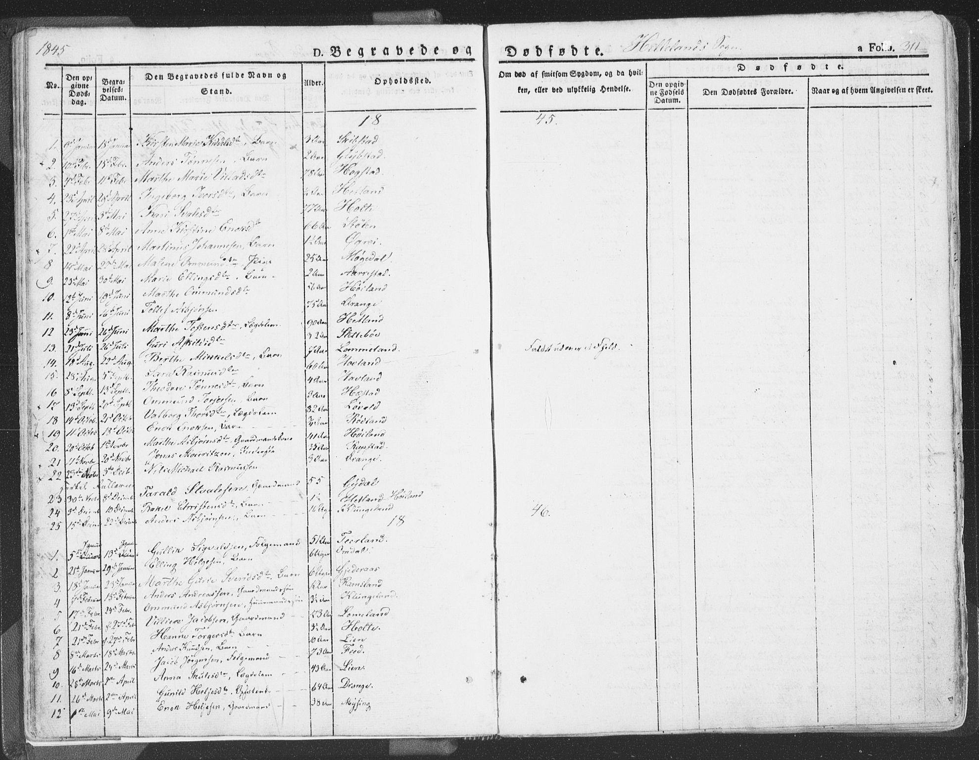 Helleland sokneprestkontor, AV/SAST-A-101810: Parish register (official) no. A 6.2, 1834-1863, p. 311