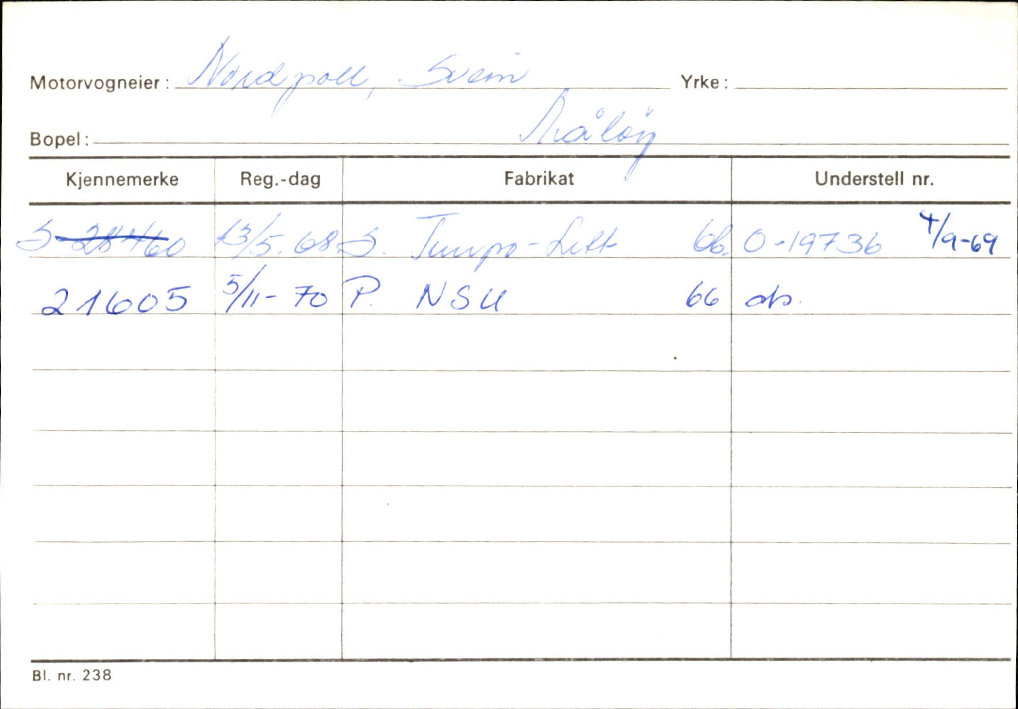 Statens vegvesen, Sogn og Fjordane vegkontor, AV/SAB-A-5301/4/F/L0144: Registerkort Vågsøy A-R, 1945-1975, p. 2046