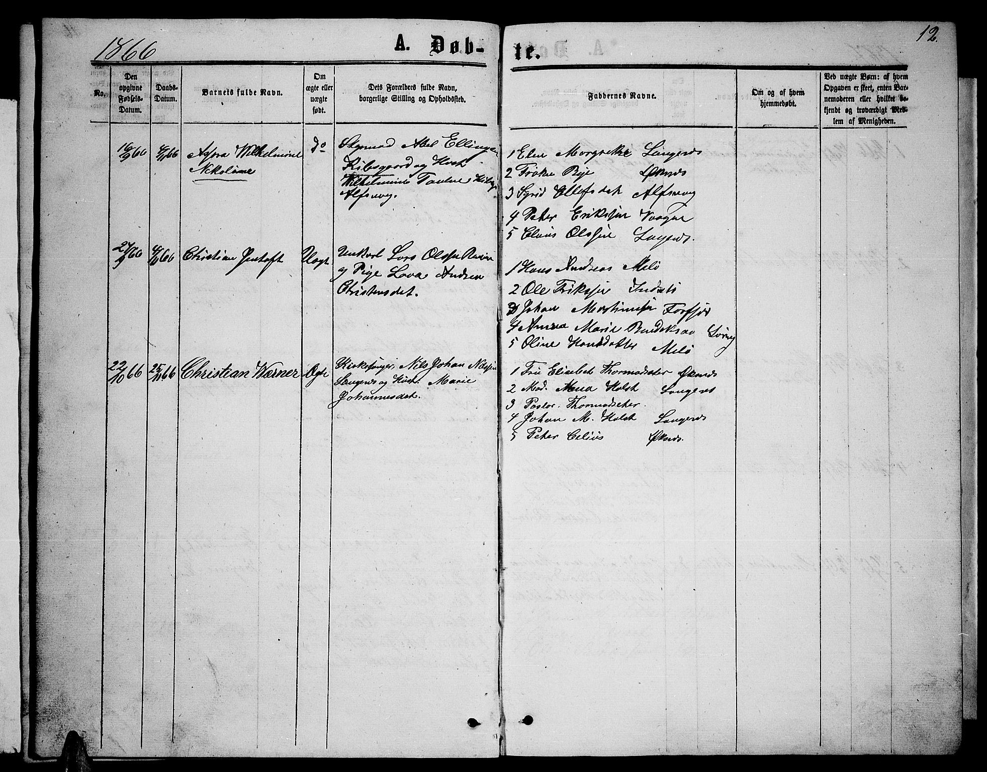 Ministerialprotokoller, klokkerbøker og fødselsregistre - Nordland, SAT/A-1459/894/L1358: Parish register (copy) no. 894C01, 1864-1877, p. 12