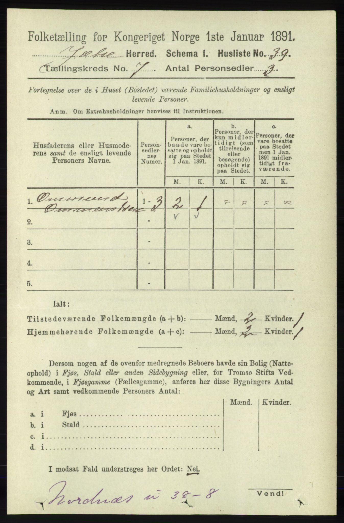 RA, 1891 census for 1138 Jelsa, 1891, p. 1536