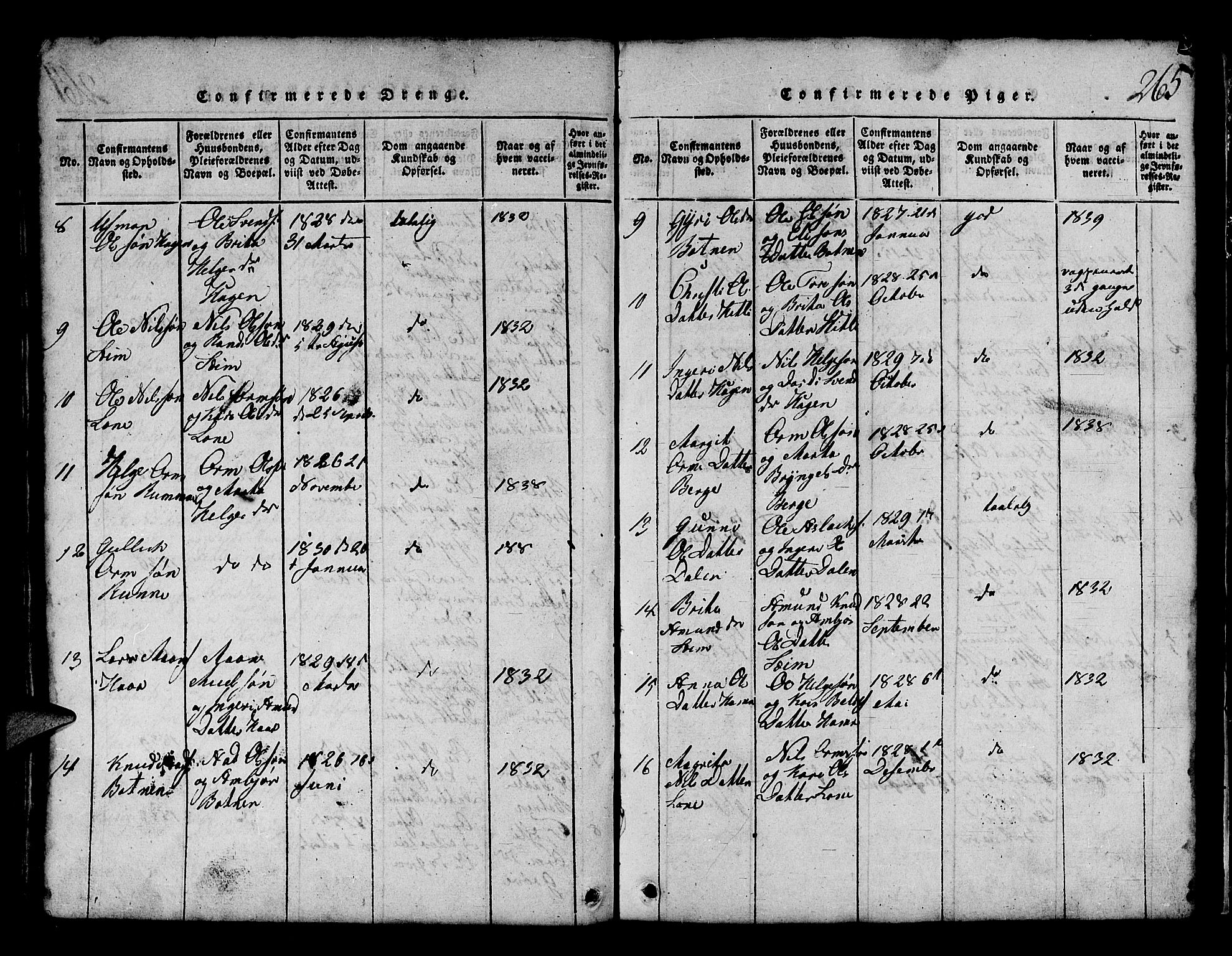 Røldal sokneprestembete, SAB/A-100247: Parish register (copy) no. A 1, 1817-1860, p. 265
