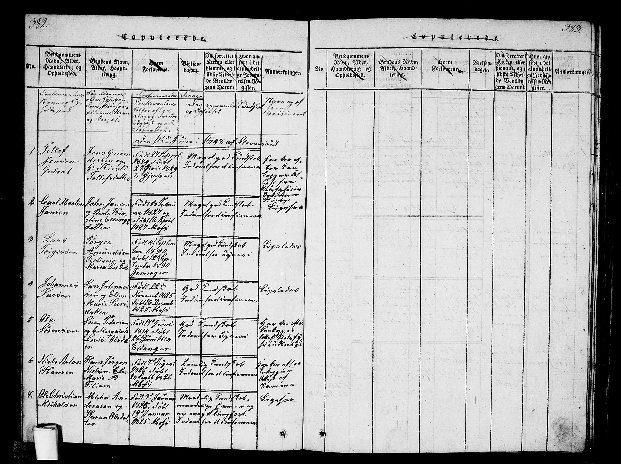 Kristiania tukthusprest Kirkebøker, AV/SAO-A-10881/G/Ga/L0001: Parish register (copy) no. 1, 1818-1857, p. 382-383