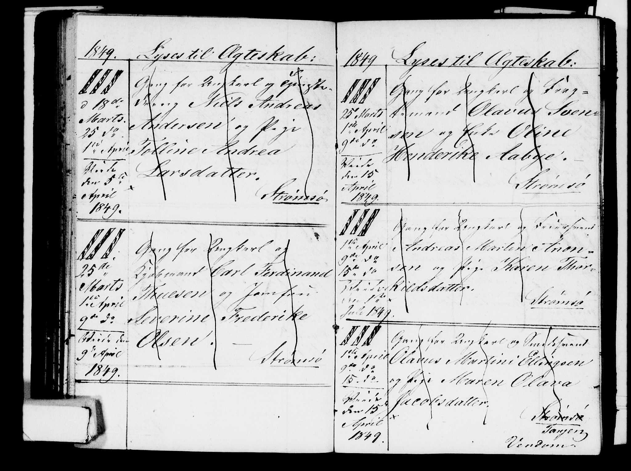 Strømsø kirkebøker, AV/SAKO-A-246/H/Ha/L0001: Banns register no. 1, 1836-1850