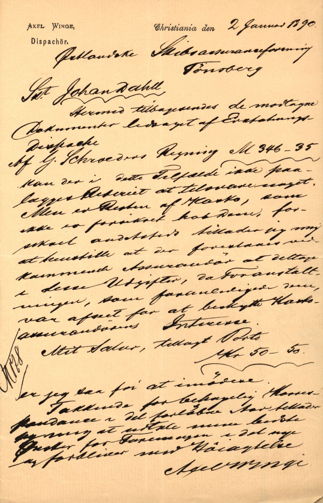 Pa 63 - Østlandske skibsassuranceforening, VEMU/A-1079/G/Ga/L0024/0001: Havaridokumenter / Norrøna, Phønic, Monark, Johan Dahll, Josephine, 1889, p. 83