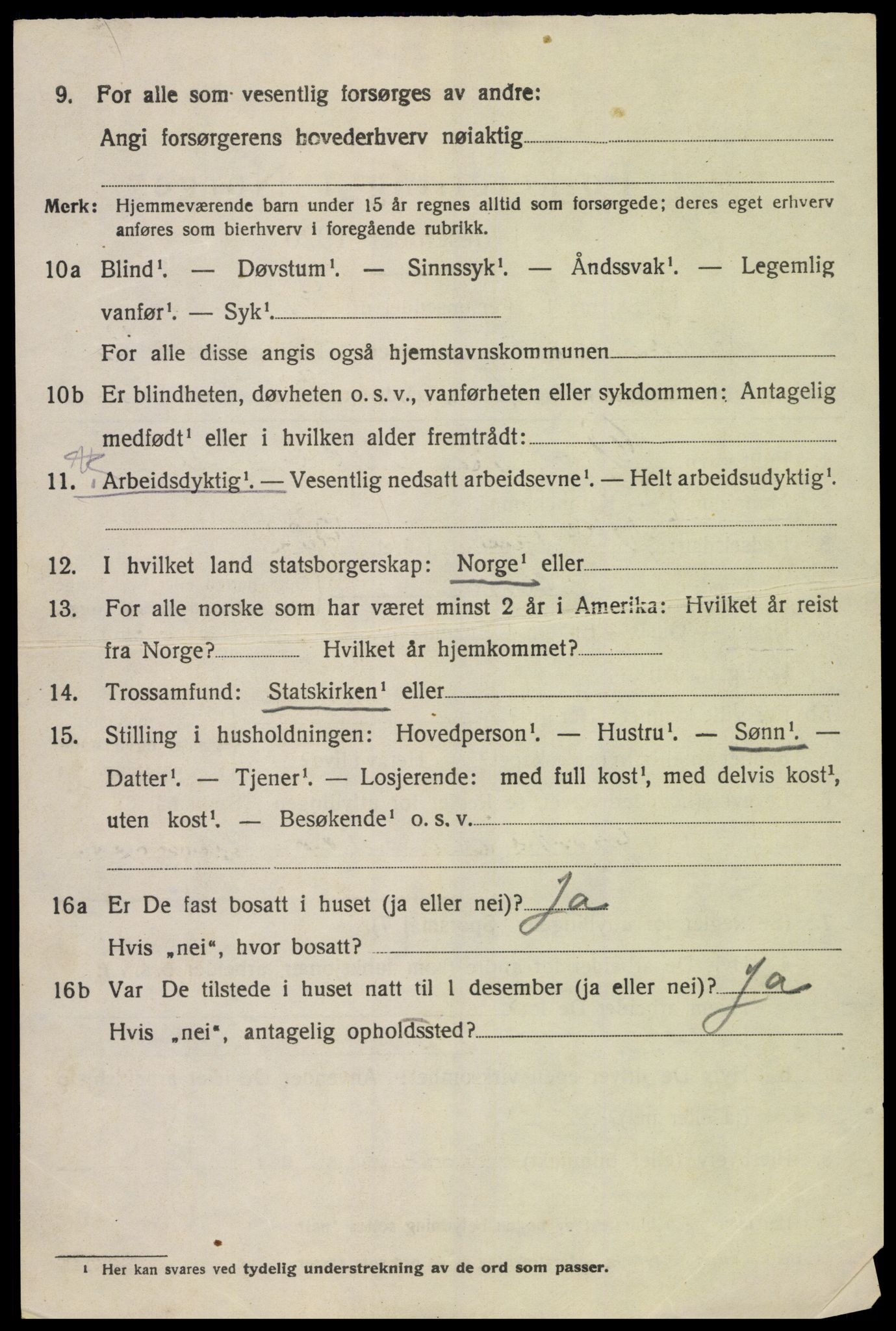 SAK, 1920 census for Åseral, 1920, p. 1001