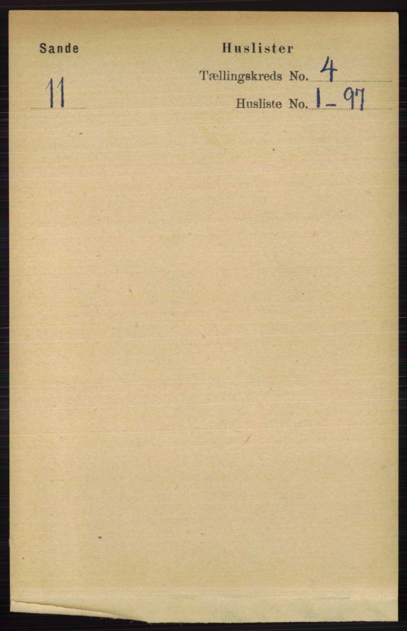 RA, 1891 census for 0713 Sande, 1891, p. 1383