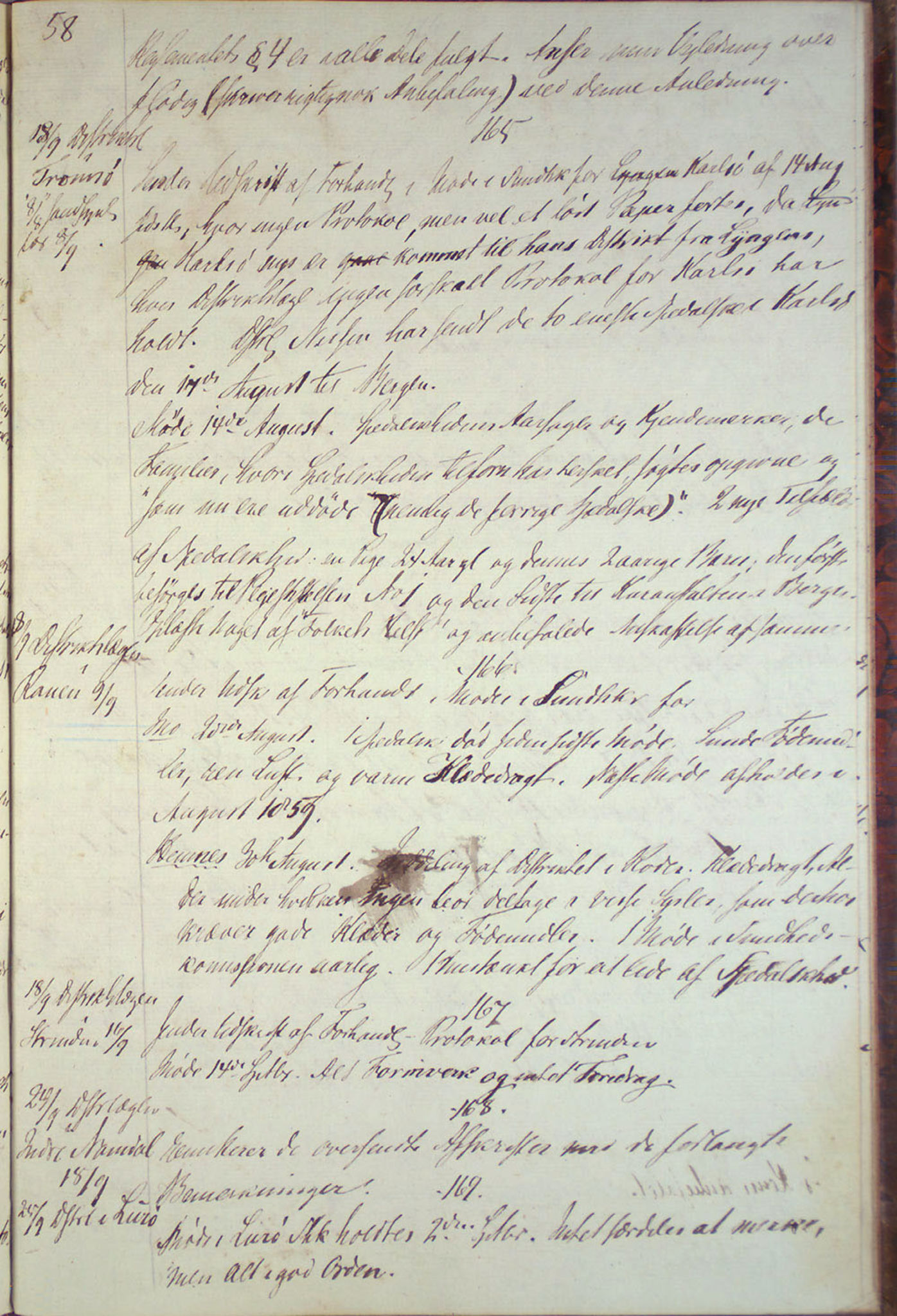 Lepraarkiver - Overlegen for den spedalske sykdom, AV/SAB-A-61001/B.c/L0001: Journal, 1854-1859, p. 263