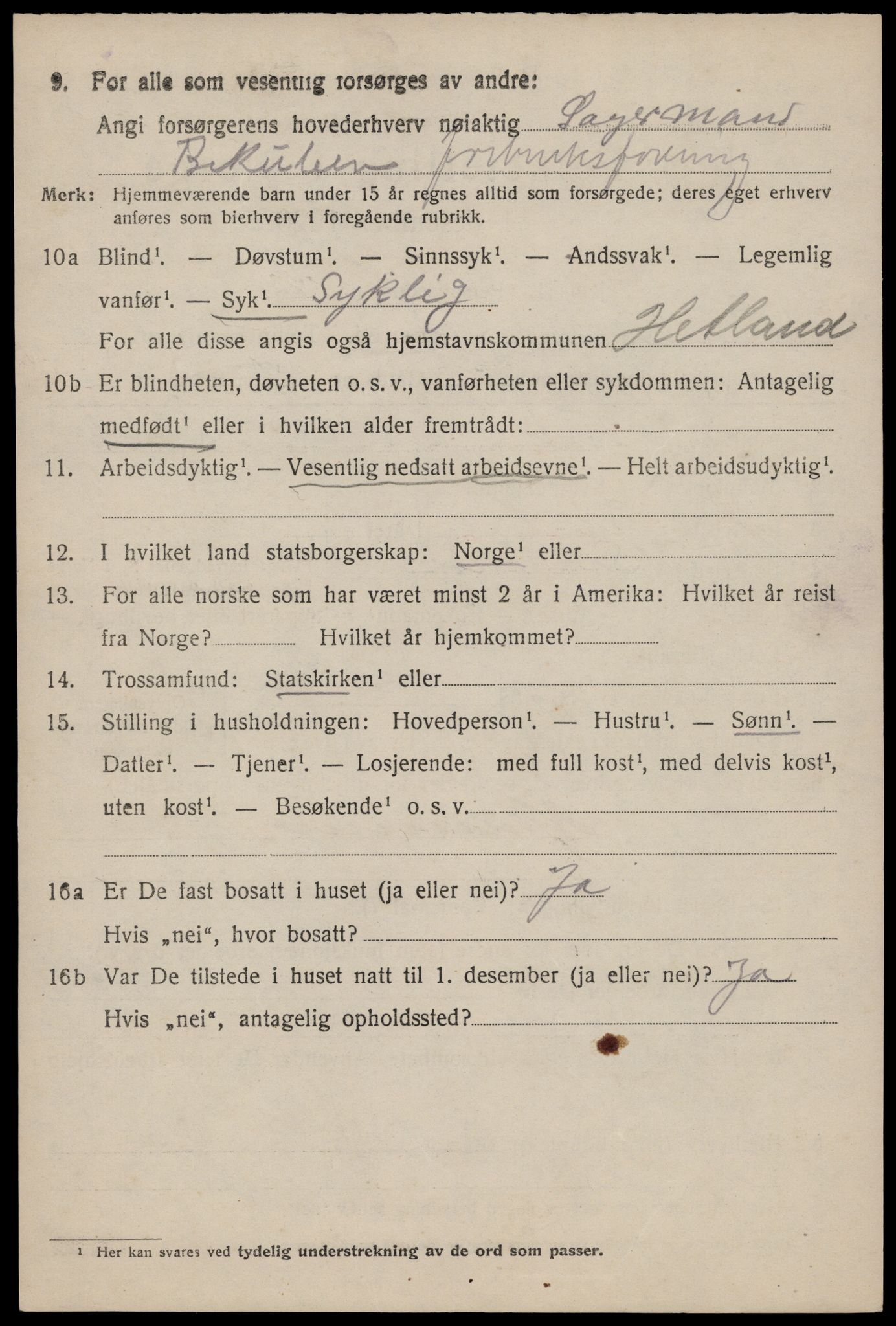 SAST, 1920 census for Hetland, 1920, p. 19408