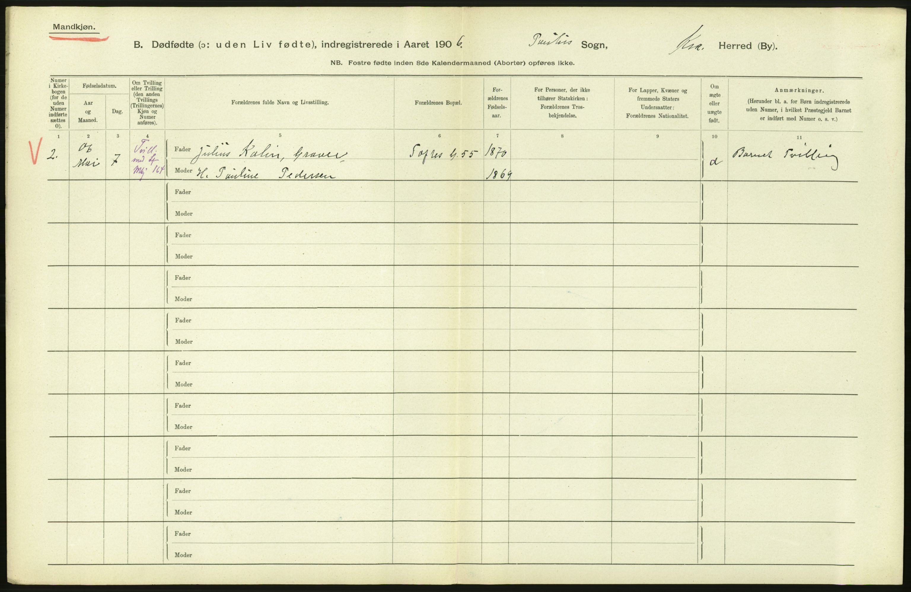 Statistisk sentralbyrå, Sosiodemografiske emner, Befolkning, AV/RA-S-2228/D/Df/Dfa/Dfad/L0010: Kristiania: Døde, dødfødte, 1906, p. 542