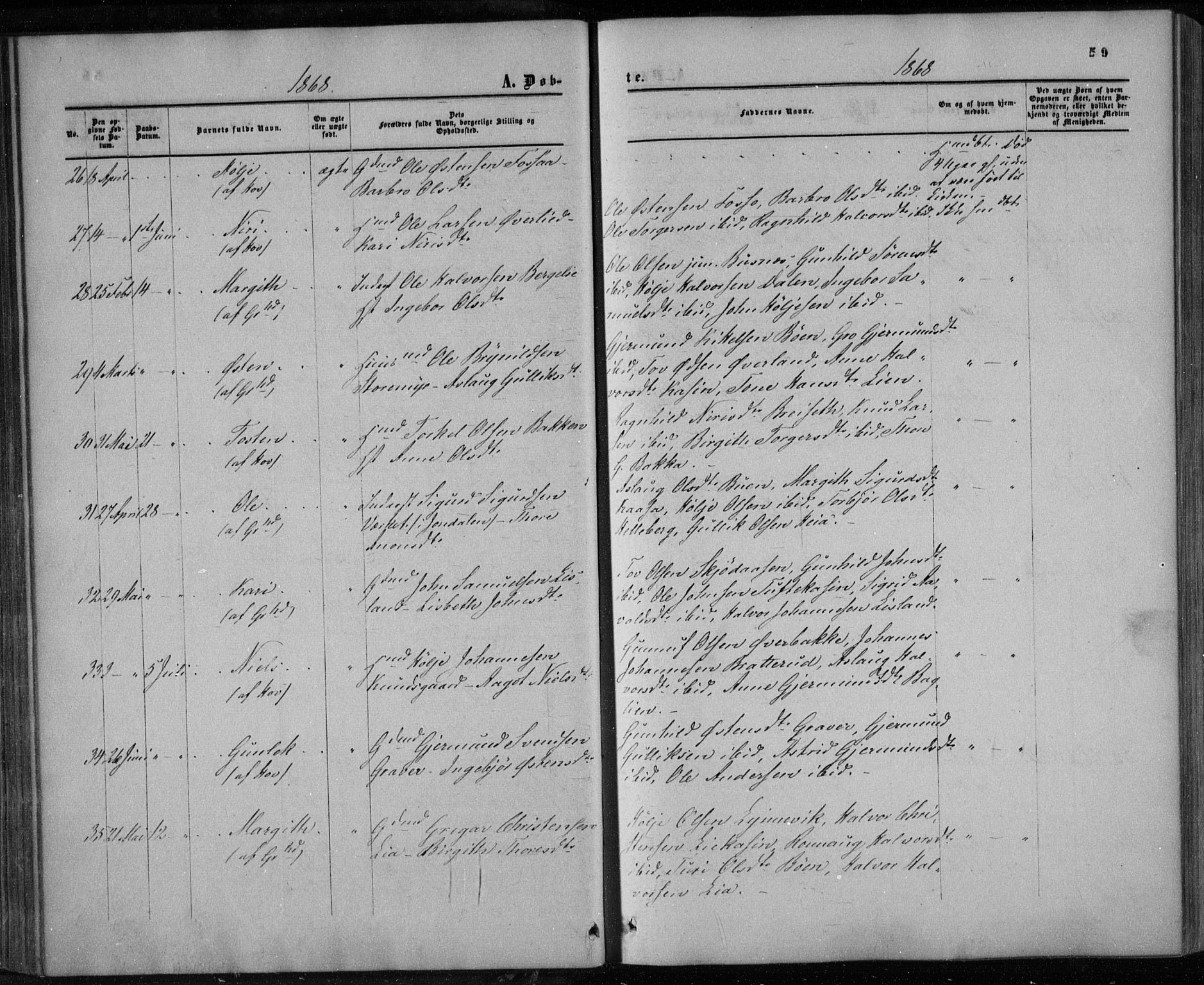 Gransherad kirkebøker, AV/SAKO-A-267/F/Fa/L0003: Parish register (official) no. I 3, 1859-1870, p. 59