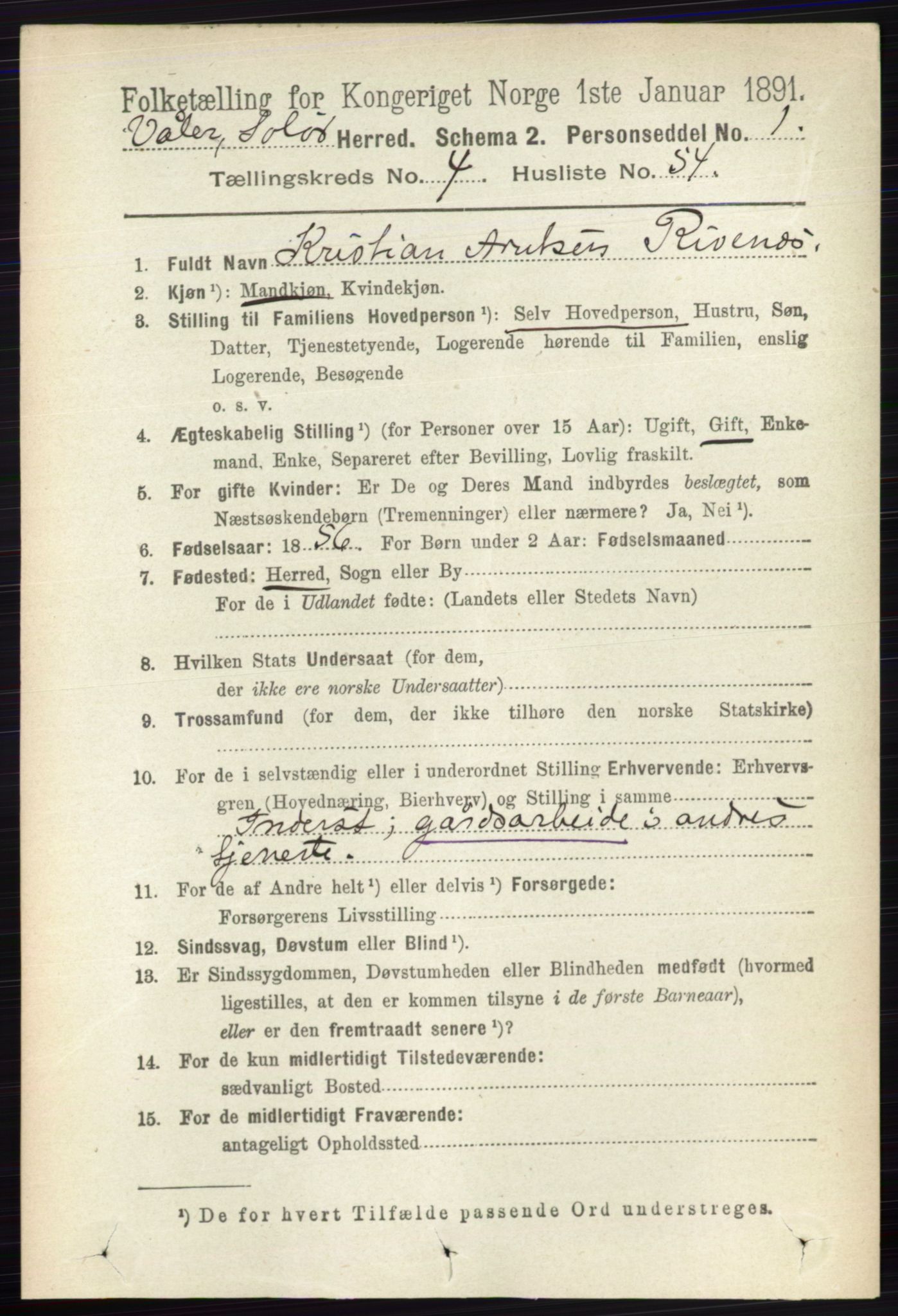 RA, 1891 census for 0426 Våler, 1891, p. 1794