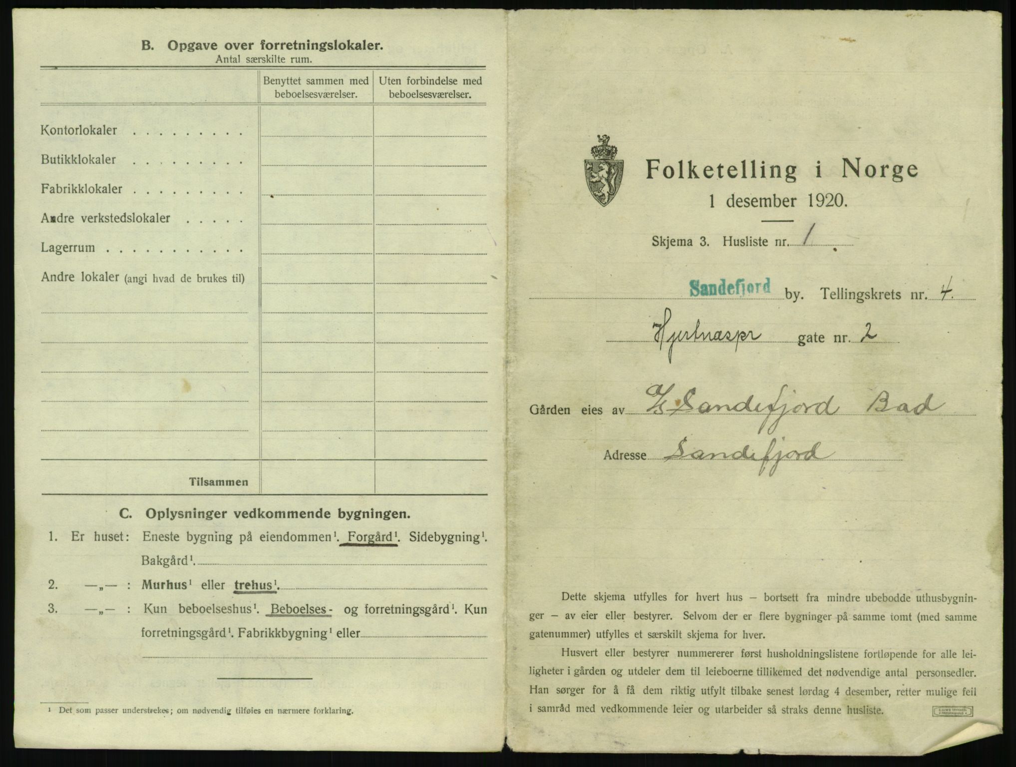 SAKO, 1920 census for Sandefjord, 1920, p. 510