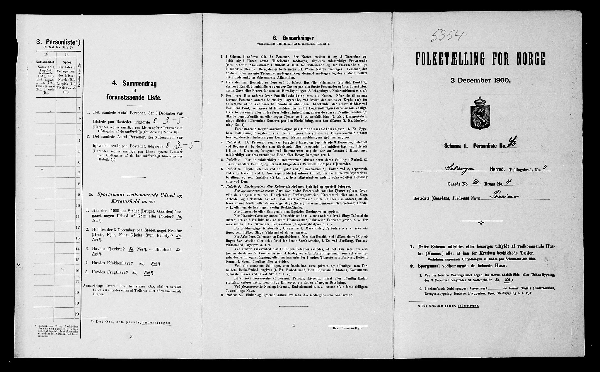 SATØ, 1900 census for Salangen, 1900, p. 313