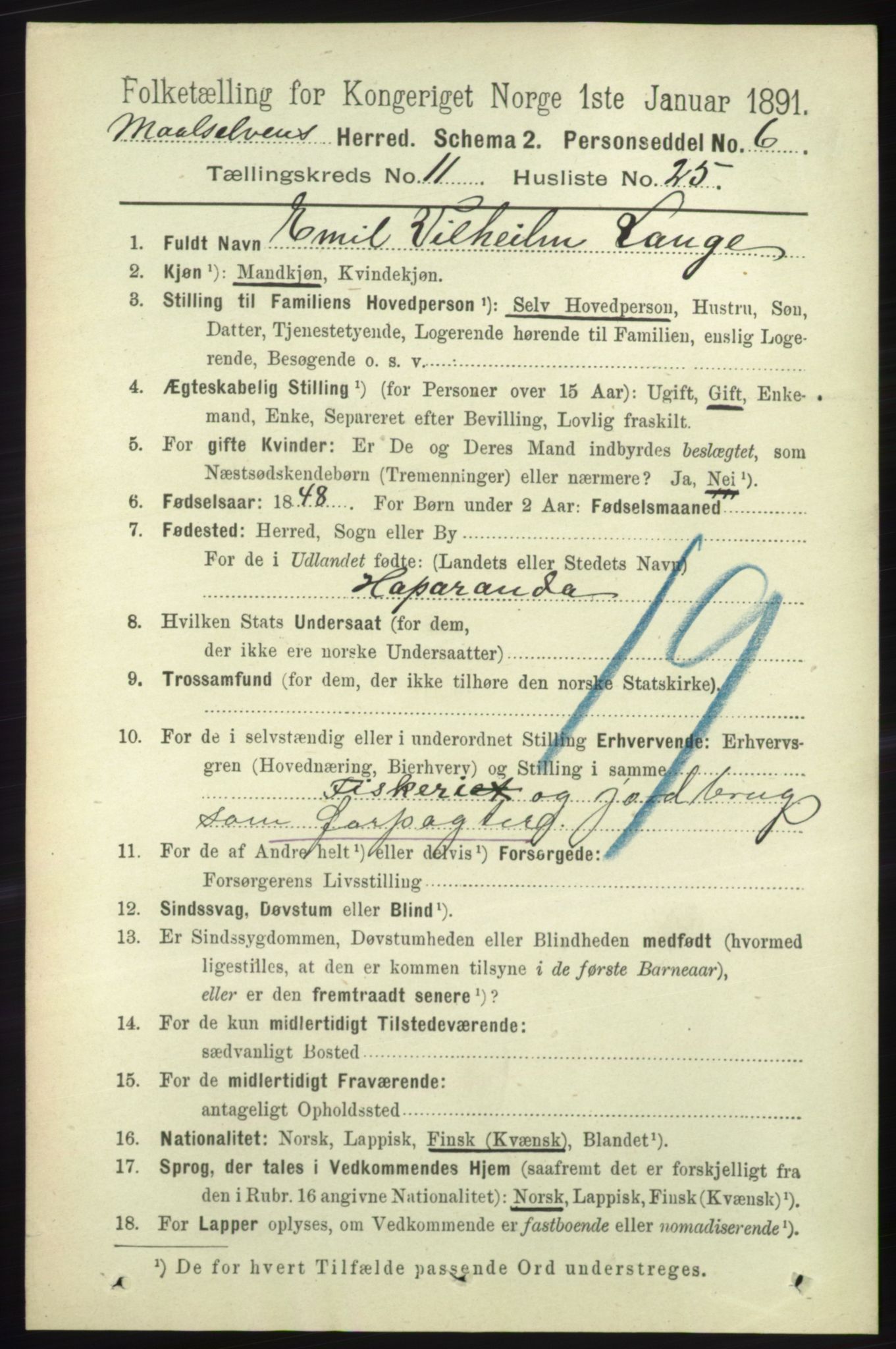 RA, 1891 census for 1924 Målselv, 1891, p. 3435