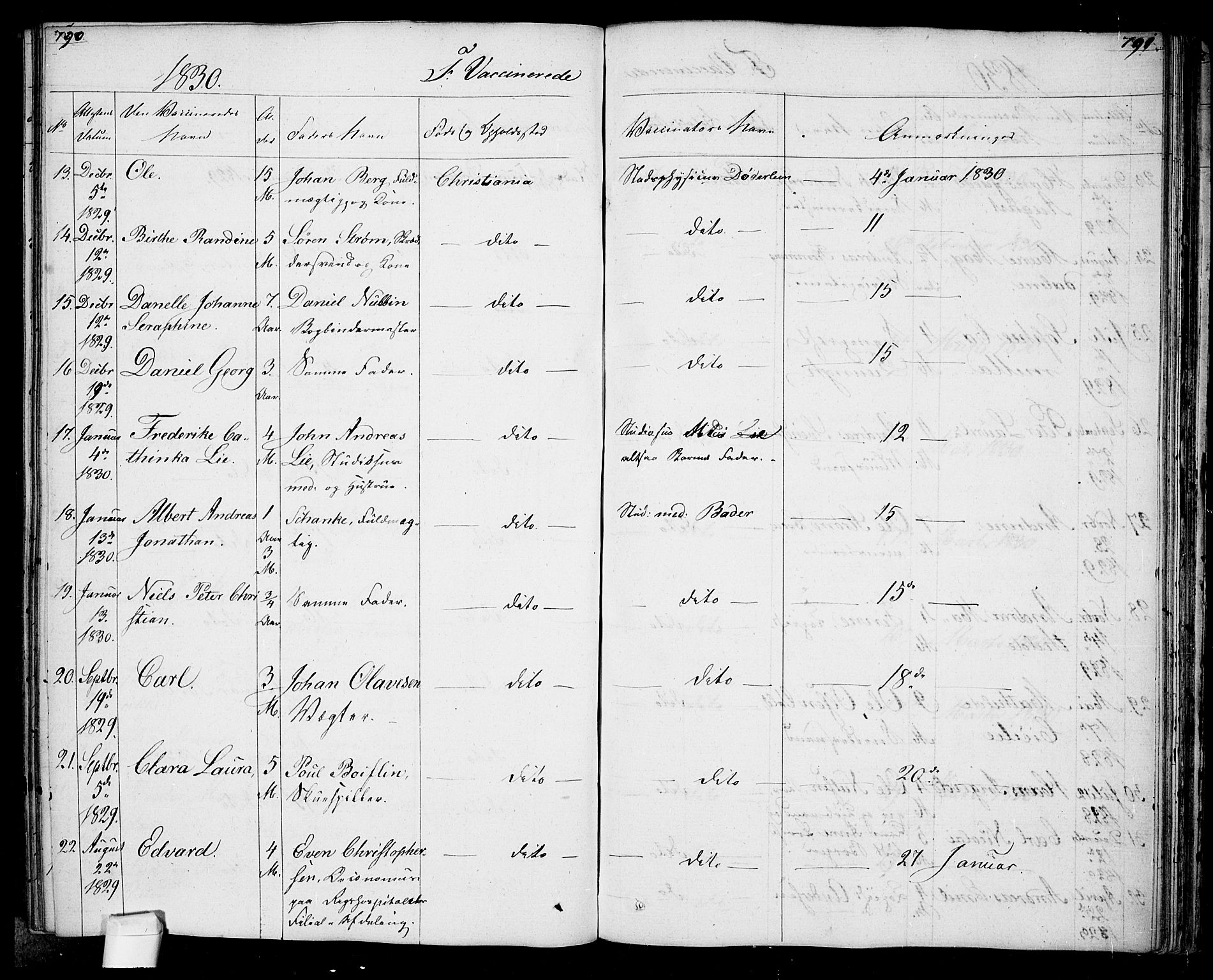 Oslo domkirke Kirkebøker, SAO/A-10752/F/Fa/L0022: Parish register (official) no. 22, 1824-1829, p. 790-791