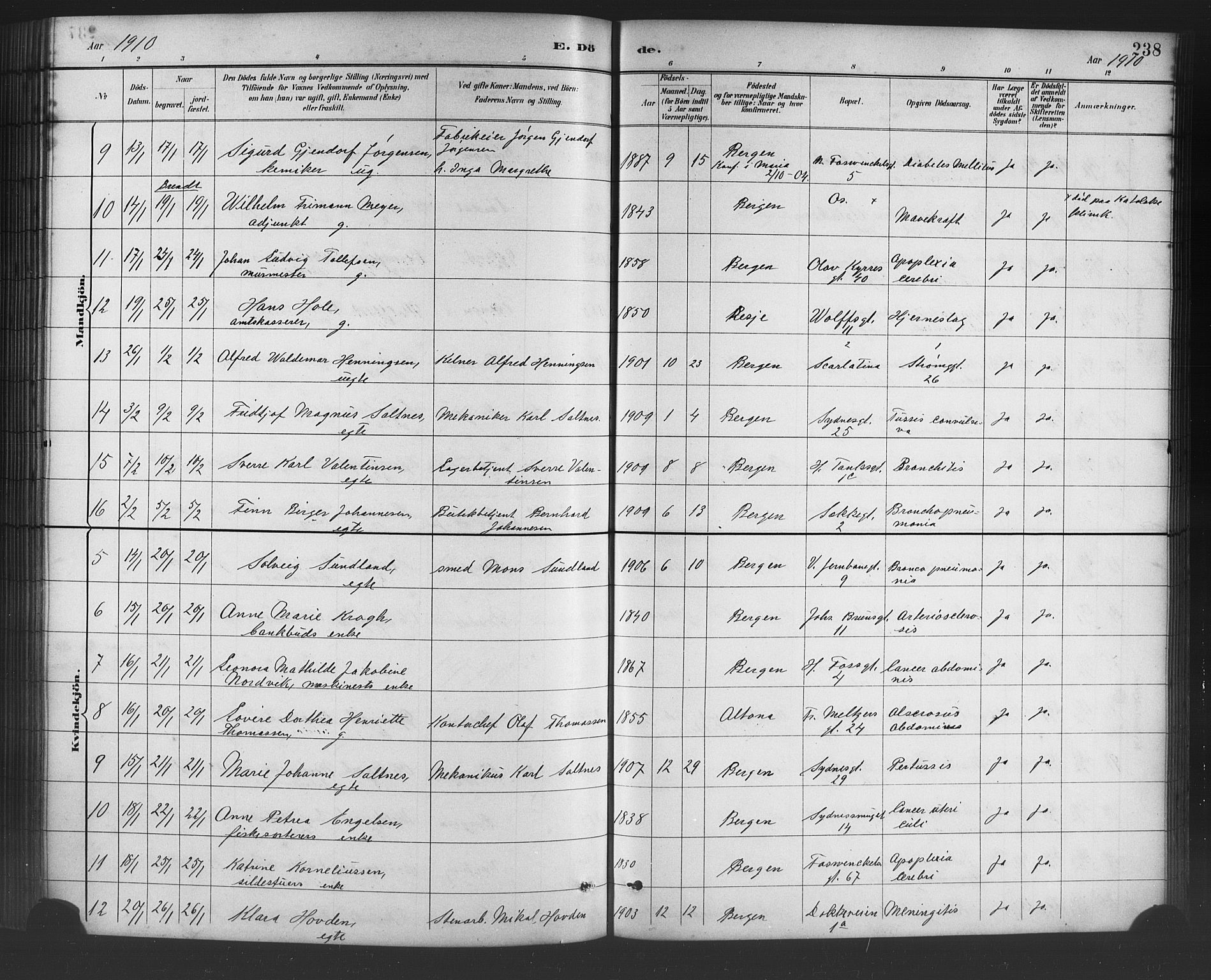 Johanneskirken sokneprestembete, SAB/A-76001/H/Hab: Parish register (copy) no. D 1, 1885-1915, p. 238