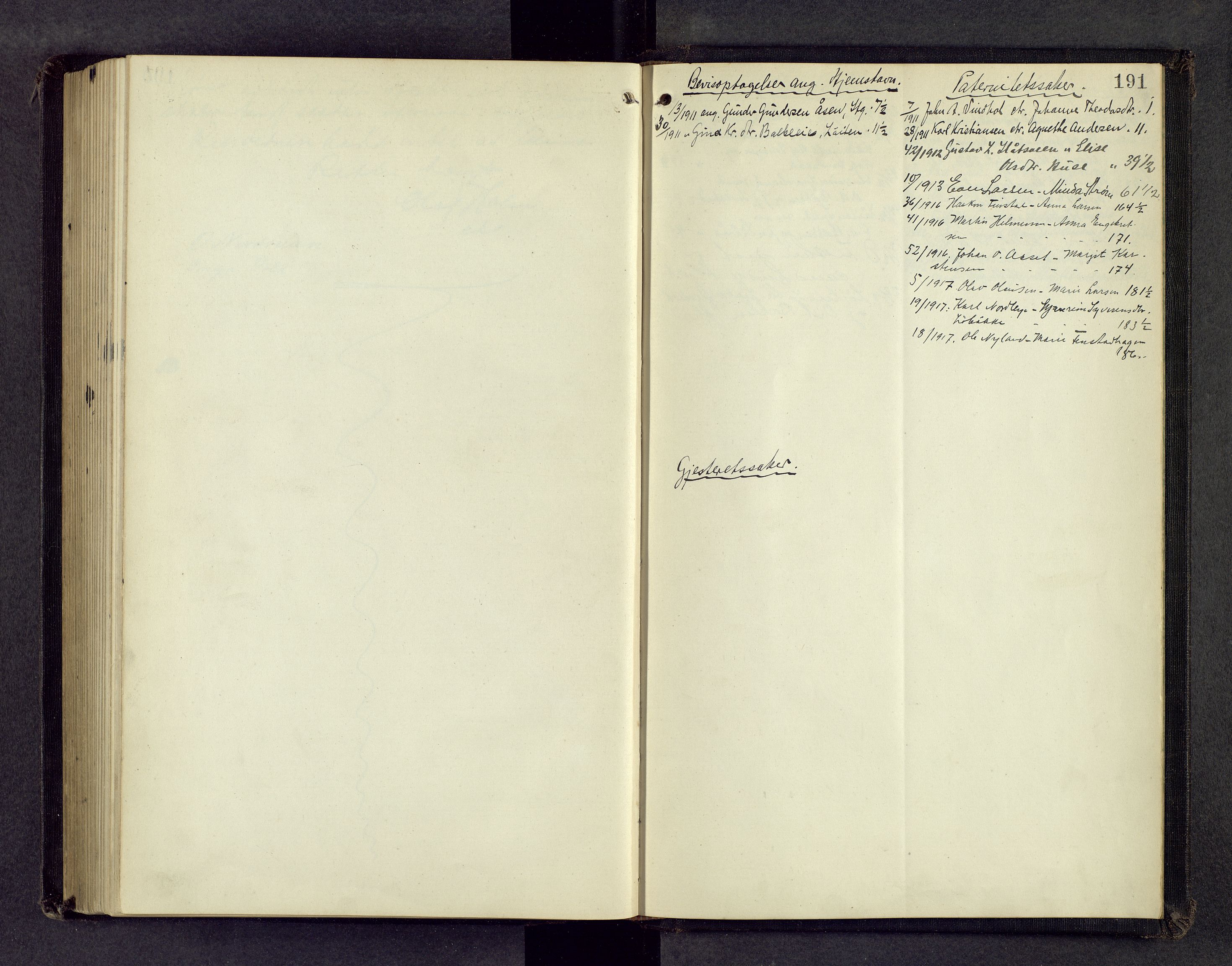 Sør-Hedmark sorenskriveri, AV/SAH-TING-014/G/Gc/Gca/L0020: Ekstrarettsprotokoll, 1911-1917, p. 190b-191a