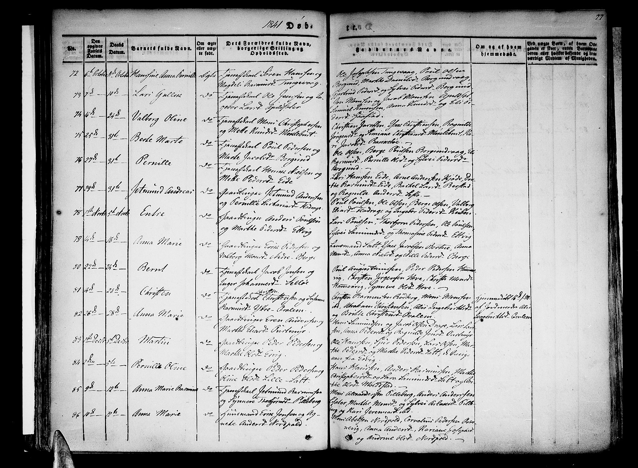 Selje sokneprestembete, SAB/A-99938/H/Ha/Haa/Haaa: Parish register (official) no. A 9, 1829-1844, p. 77