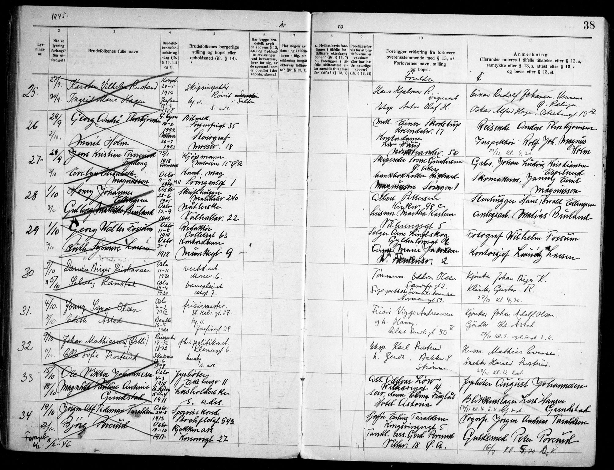 Gamlebyen prestekontor Kirkebøker, AV/SAO-A-10884/H/Ha/L0003: Banns register no. 3, 1936-1959, p. 38