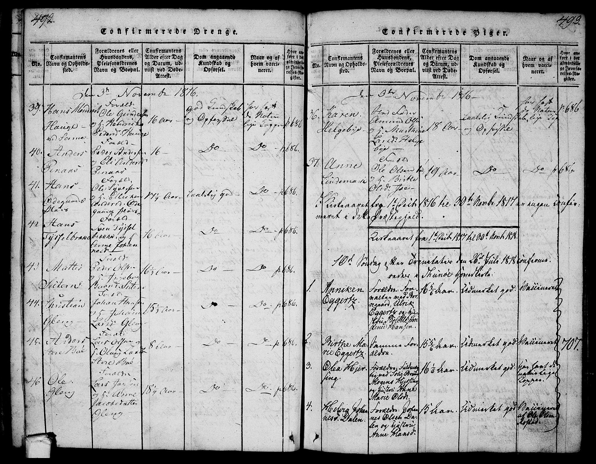Tune prestekontor Kirkebøker, SAO/A-2007/F/Fa/L0005: Parish register (official) no. 5, 1815-1823, p. 492-493
