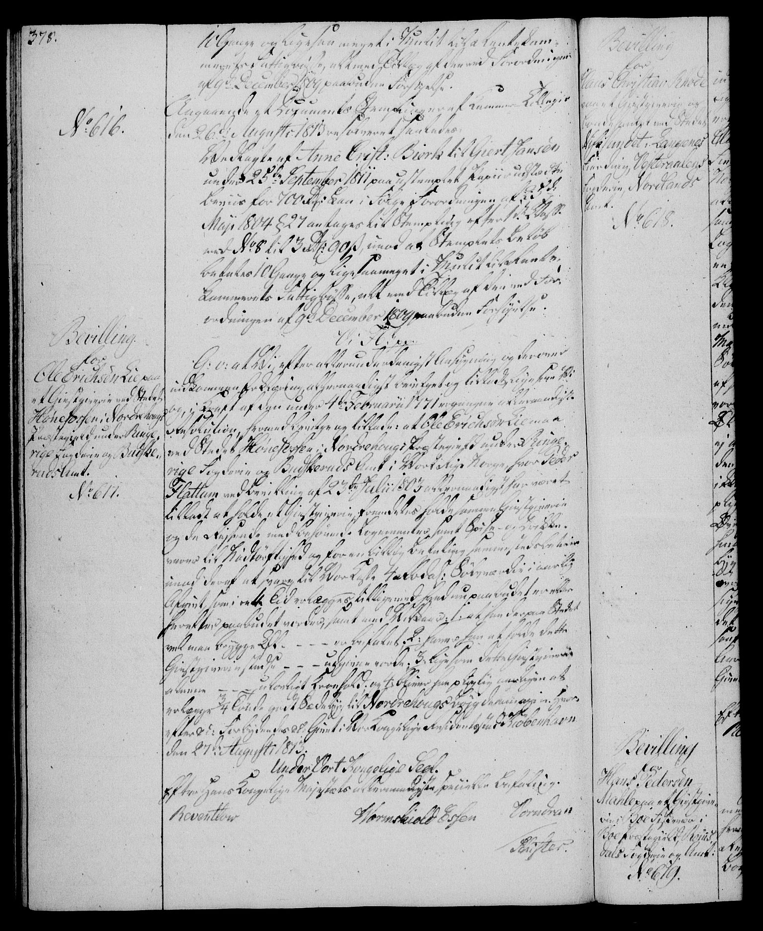 Rentekammeret, Kammerkanselliet, RA/EA-3111/G/Gg/Gga/L0020: Norsk ekspedisjonsprotokoll med register (merket RK 53.20), 1811-1814, p. 378