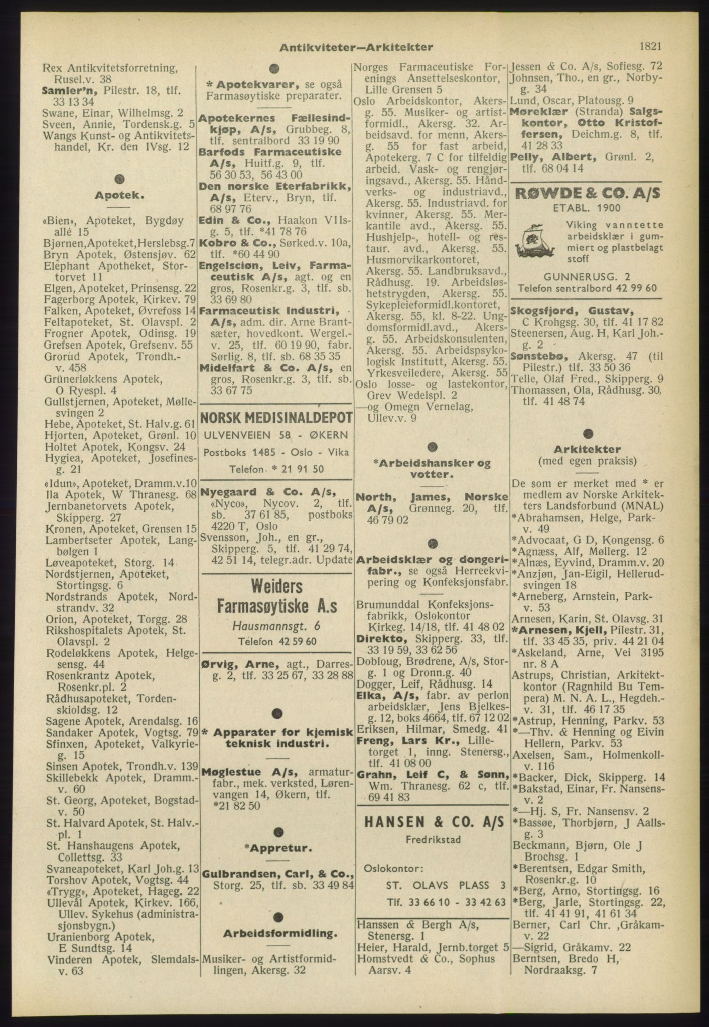 Kristiania/Oslo adressebok, PUBL/-, 1960-1961, p. 1821