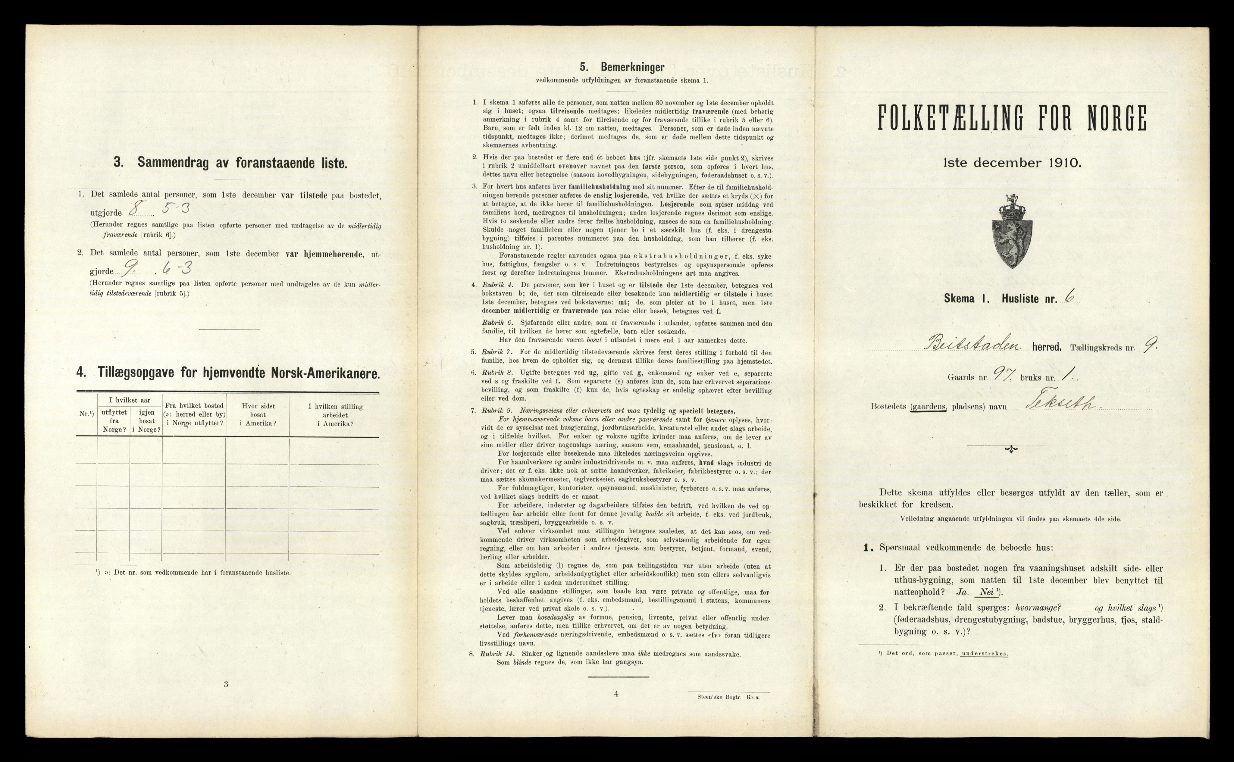 RA, 1910 census for Beitstad, 1910, p. 849