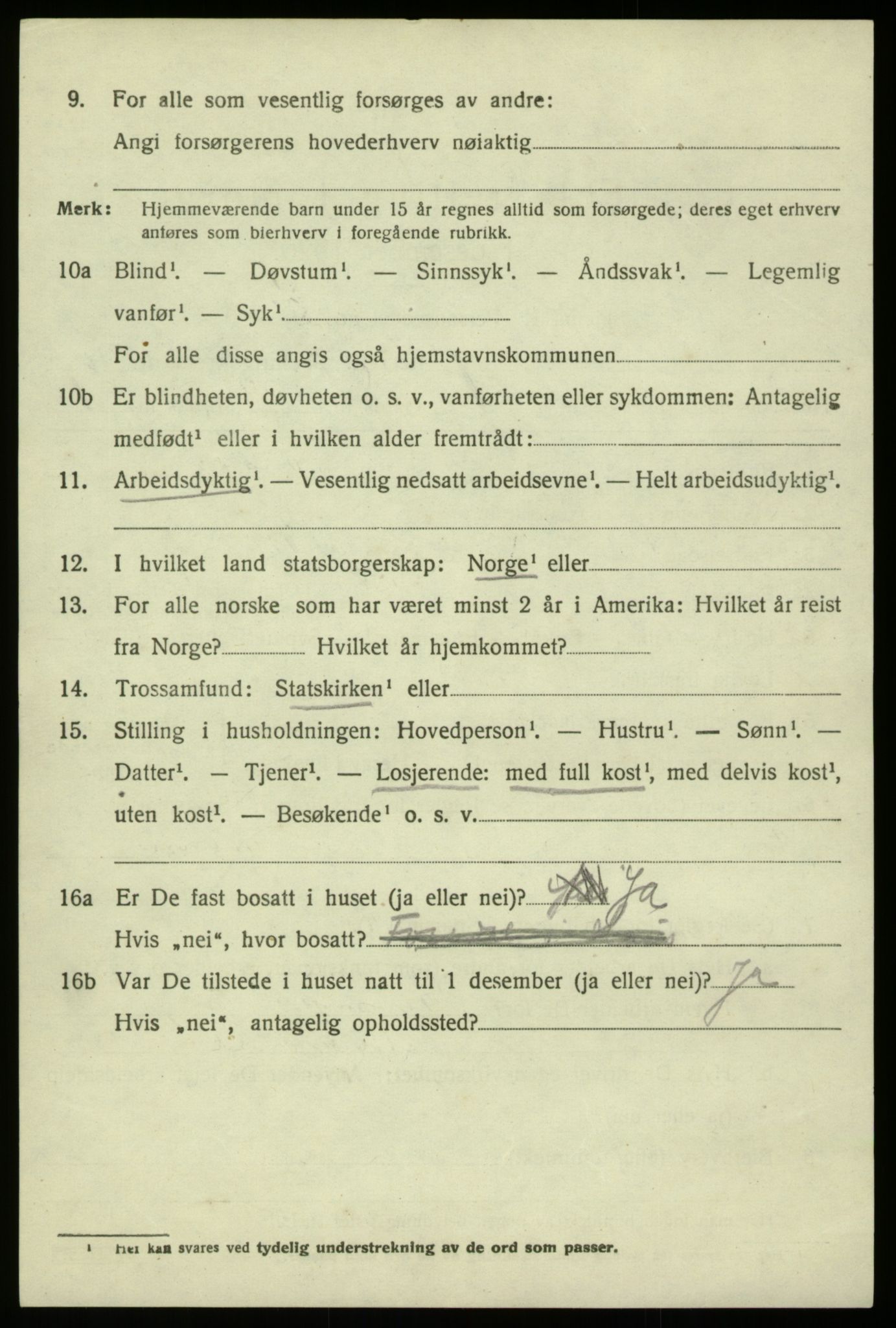 SAB, 1920 census for Hosanger, 1920, p. 4206