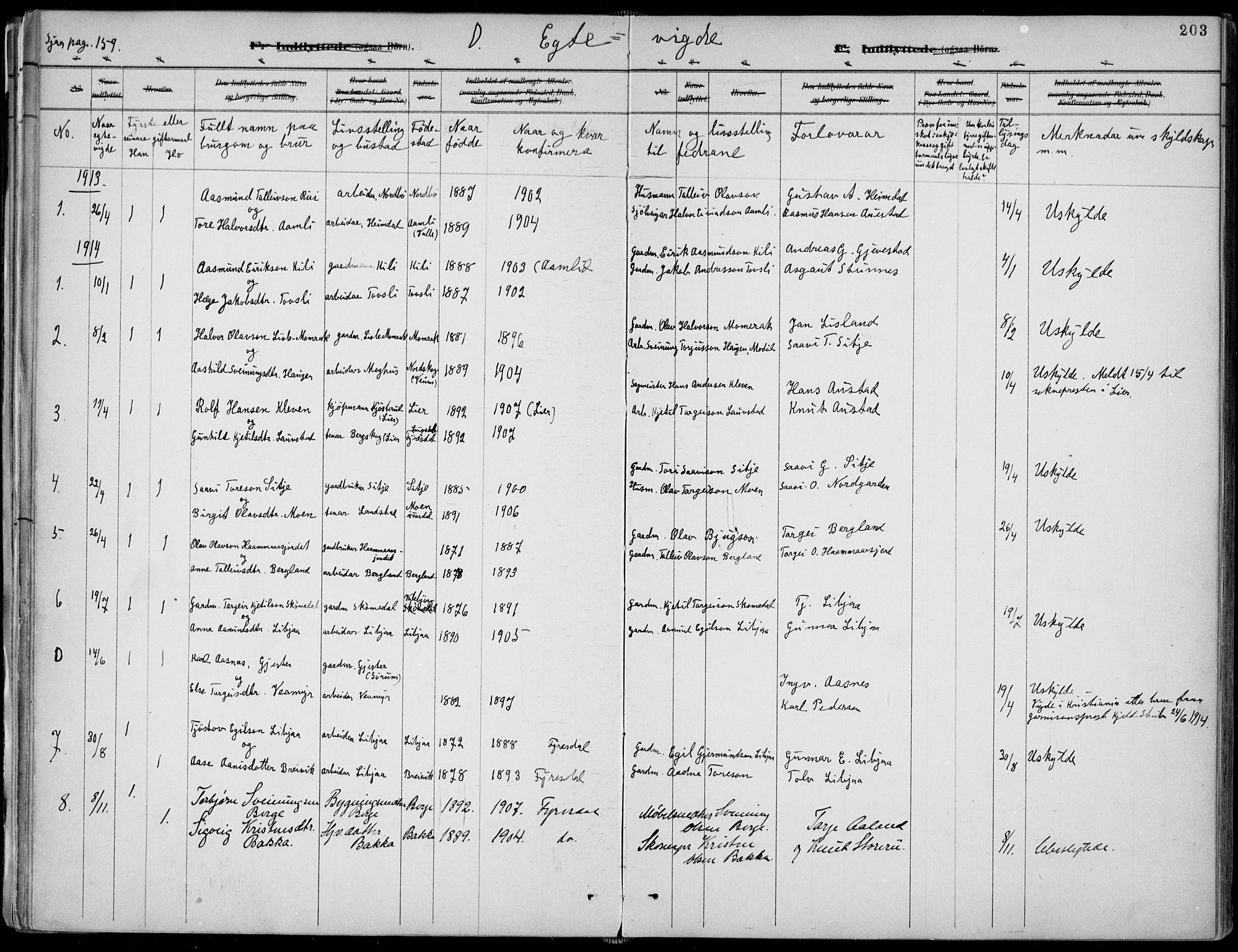 Fyresdal kirkebøker, AV/SAKO-A-263/F/Fa/L0007: Parish register (official) no. I 7, 1887-1914, p. 203