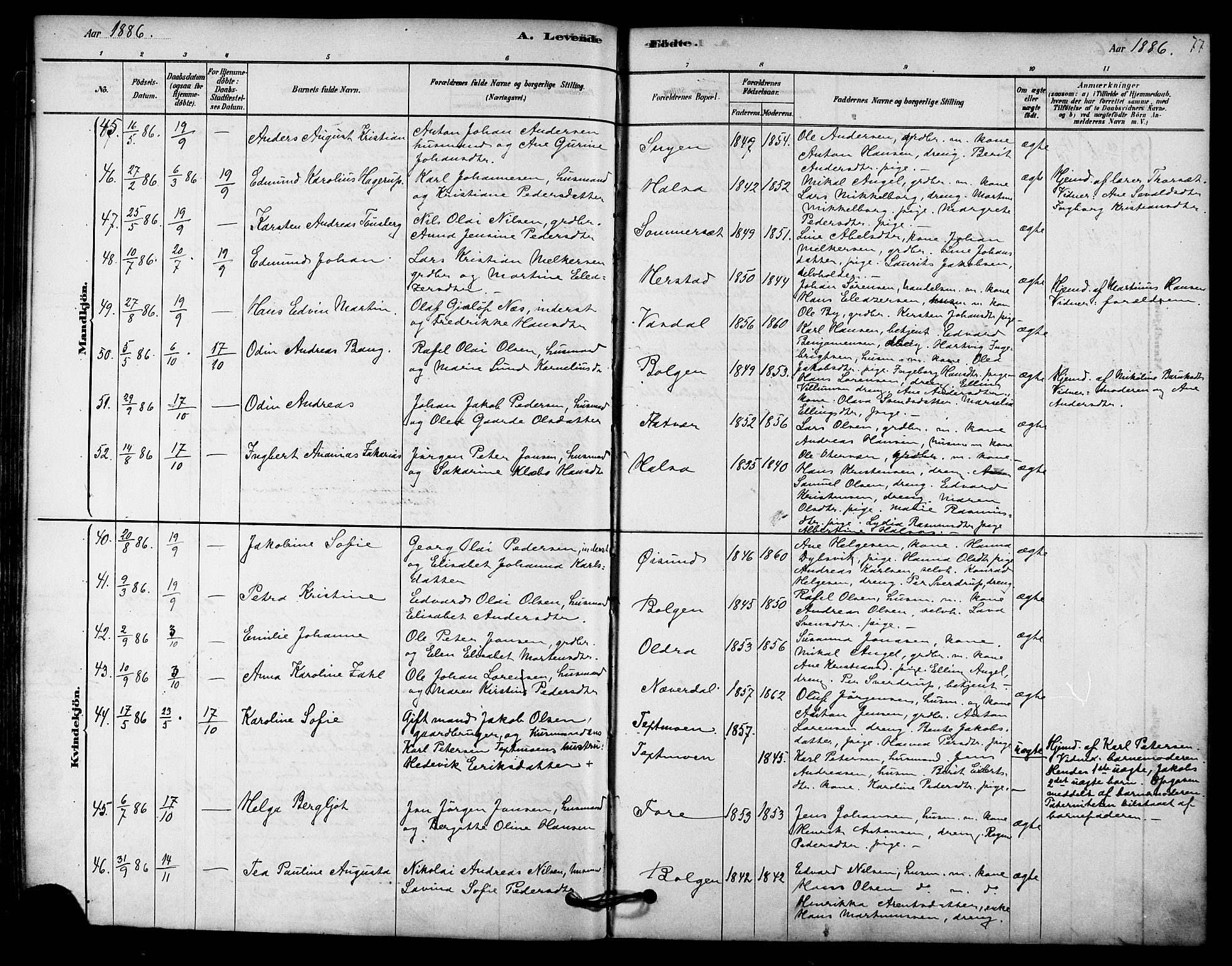 Ministerialprotokoller, klokkerbøker og fødselsregistre - Nordland, SAT/A-1459/843/L0626: Parish register (official) no. 843A01, 1878-1907, p. 77