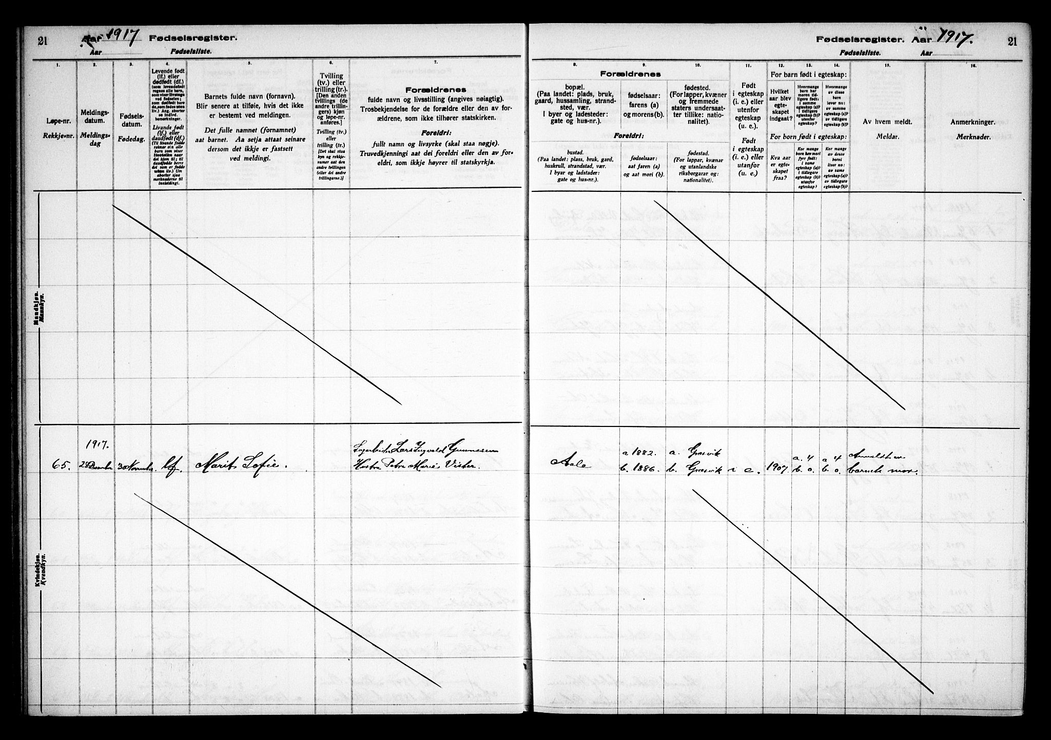 Onsøy prestekontor Kirkebøker, AV/SAO-A-10914/J/Jb/L0001: Birth register no. II 1, 1916-1938, p. 21