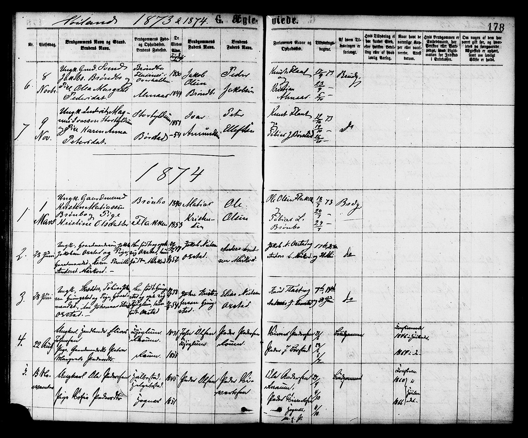Ministerialprotokoller, klokkerbøker og fødselsregistre - Nord-Trøndelag, SAT/A-1458/758/L0516: Parish register (official) no. 758A03 /2, 1869-1879, p. 178