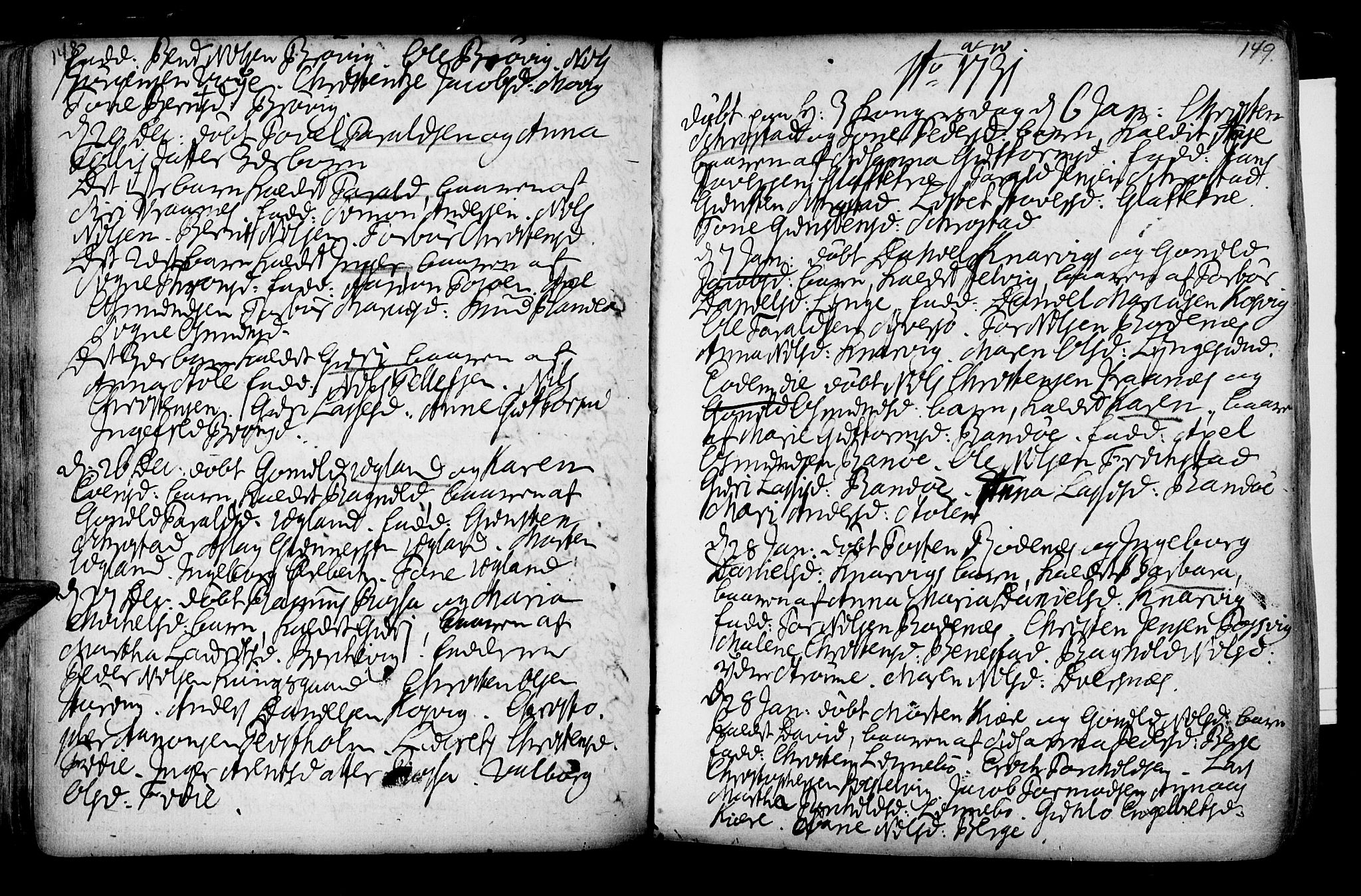 Oddernes sokneprestkontor, SAK/1111-0033/F/Fa/Faa/L0002: Parish register (official) no. A 2, 1719-1764, p. 148-149