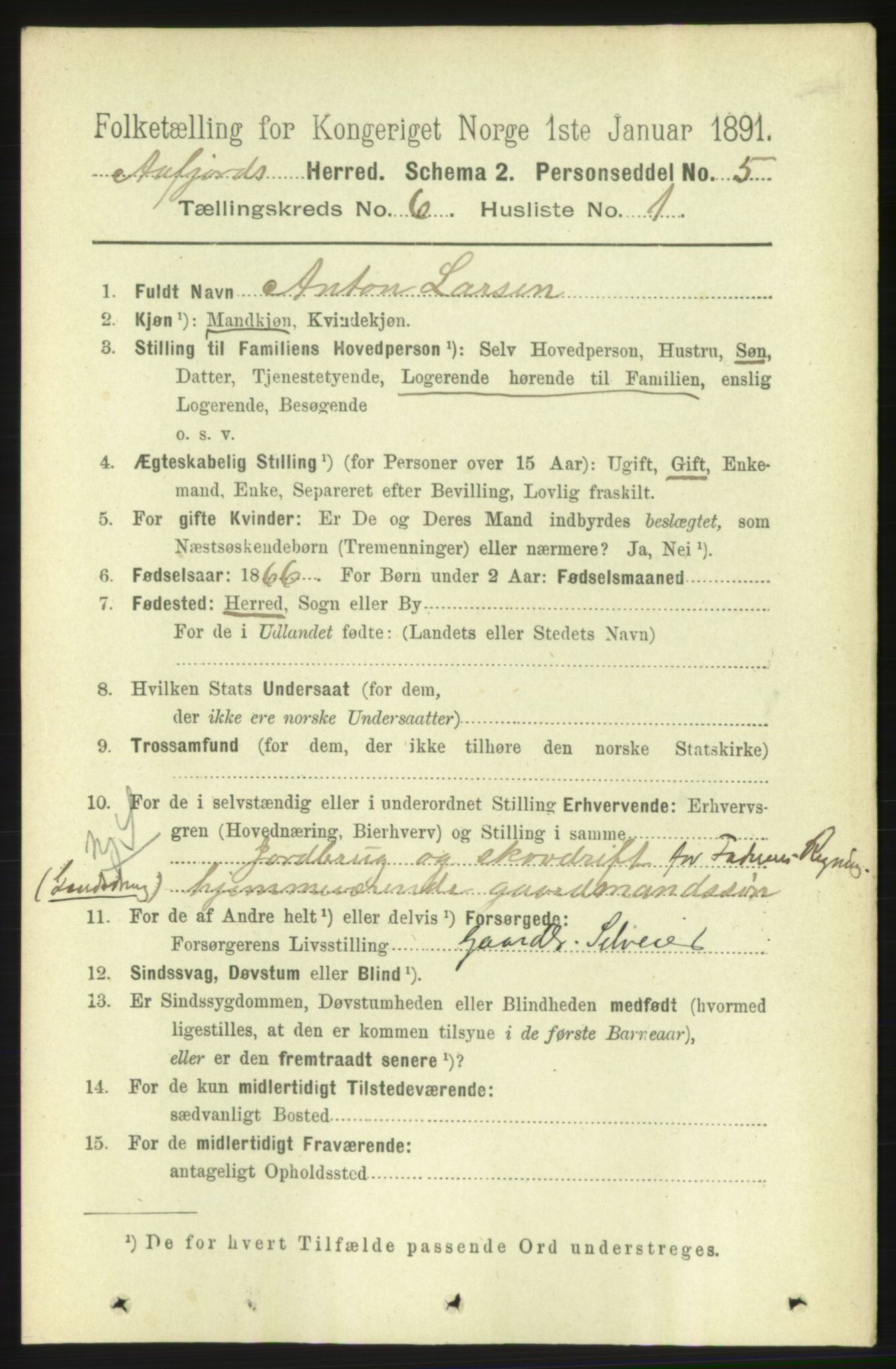 RA, 1891 census for 1630 Åfjord, 1891, p. 1479