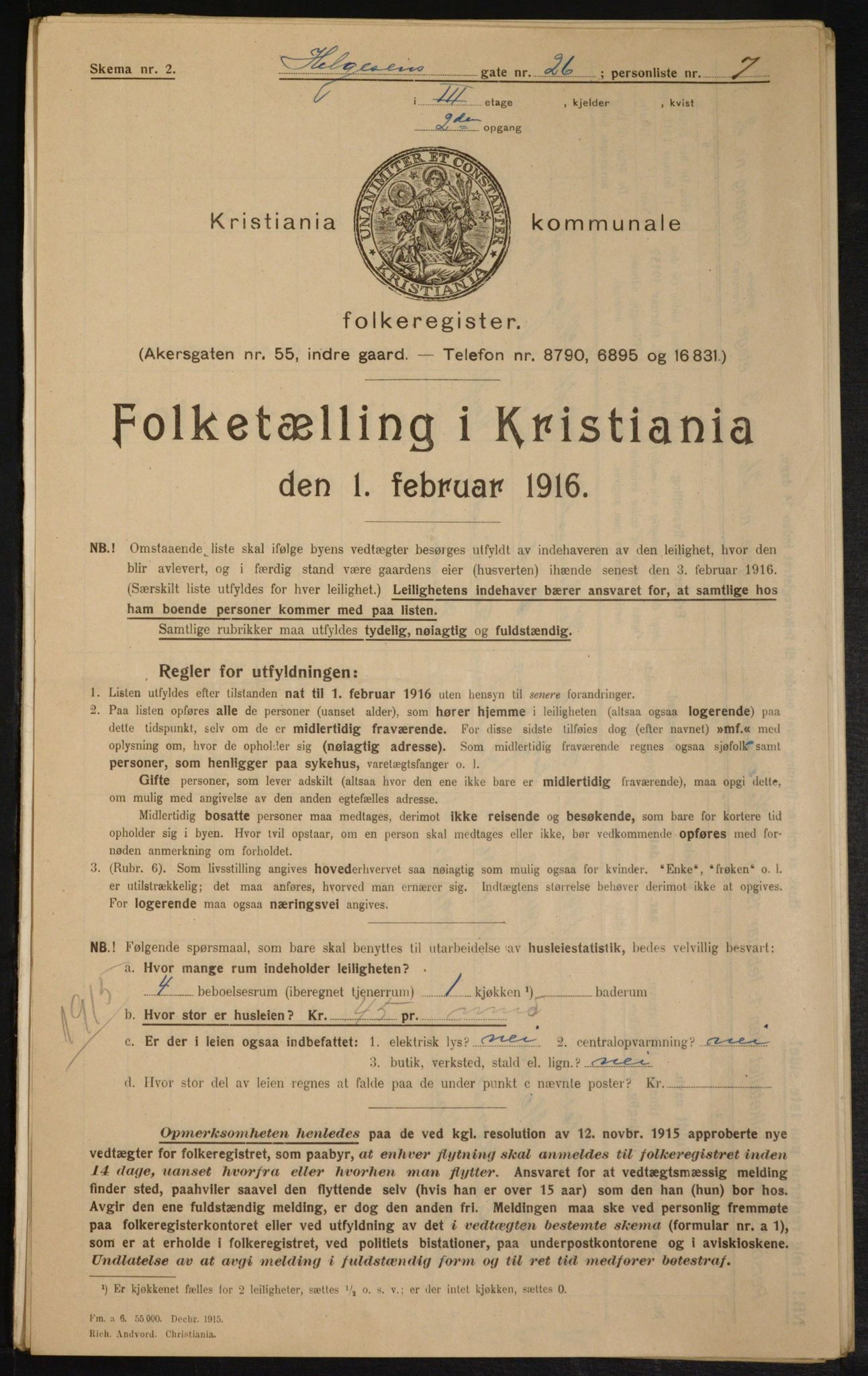 OBA, Municipal Census 1916 for Kristiania, 1916, p. 38587