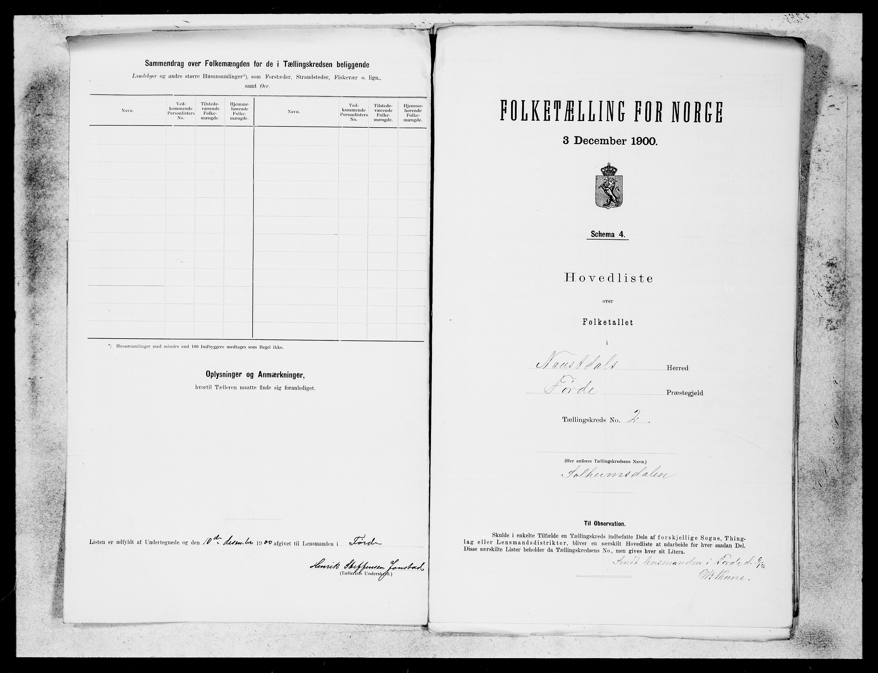 SAB, 1900 census for Naustdal, 1900, p. 3