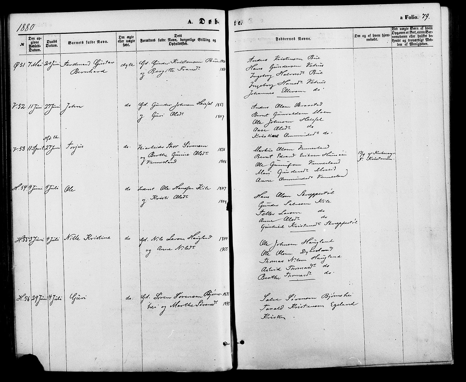 Vennesla sokneprestkontor, AV/SAK-1111-0045/Fa/Fac/L0008: Parish register (official) no. A 8, 1874-1883, p. 79