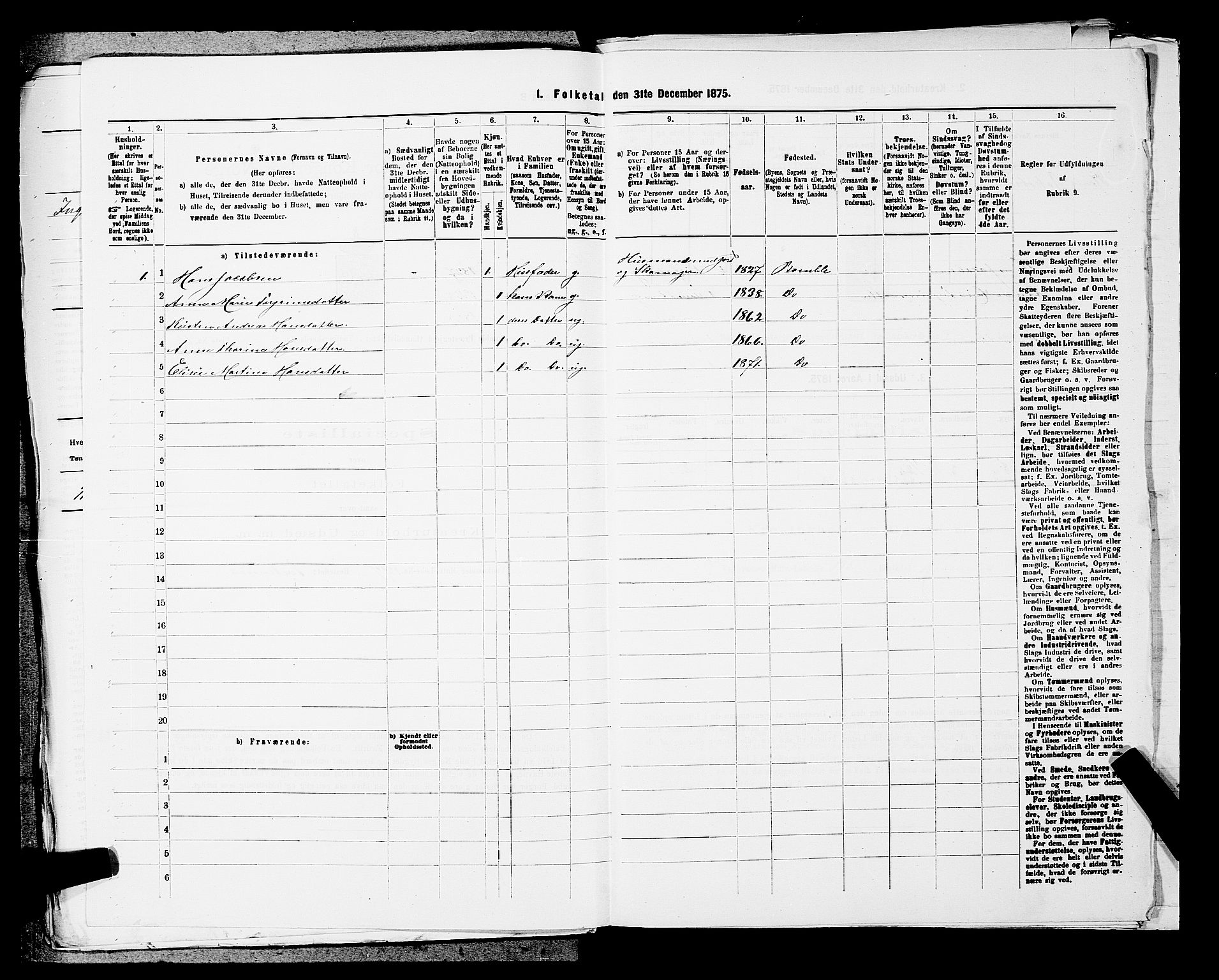 SAKO, 1875 census for 0814L Bamble/Bamble, 1875, p. 521