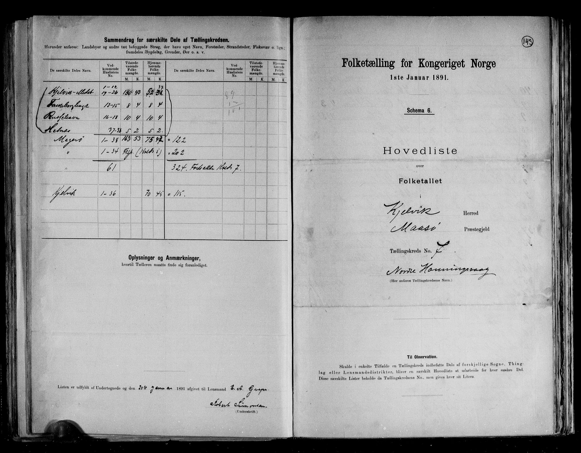 RA, 1891 census for 2019 Kjelvik, 1891, p. 20