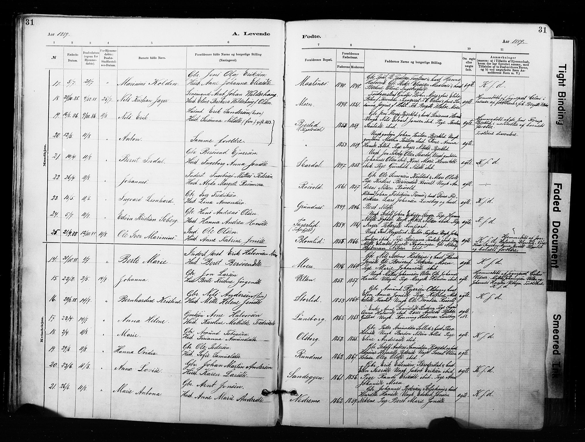 Målselv sokneprestembete, SATØ/S-1311/G/Ga/Gaa/L0007kirke: Parish register (official) no. 7, 1884-1903, p. 31