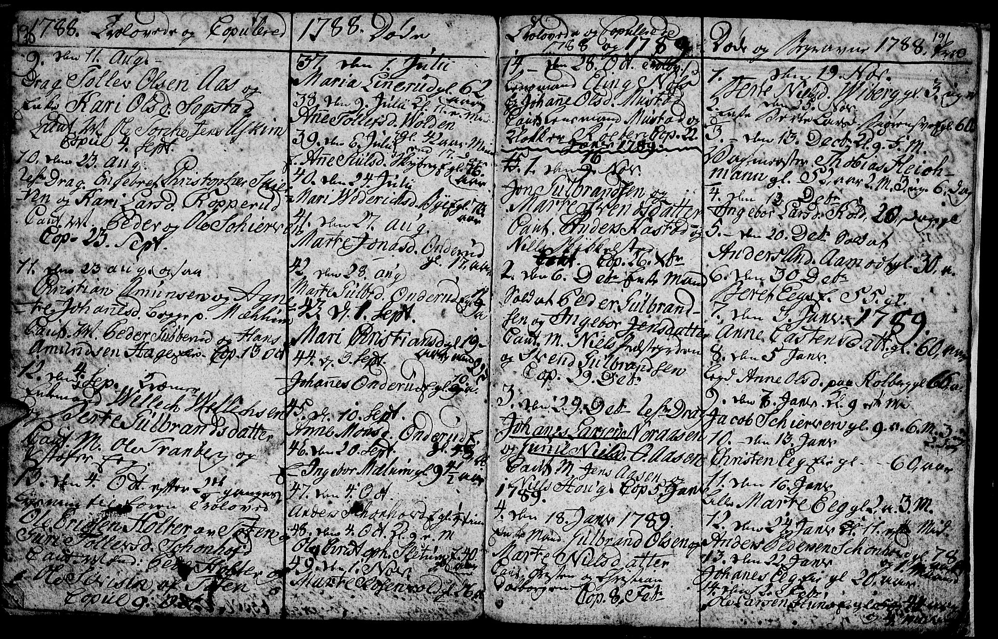 Vardal prestekontor, SAH/PREST-100/H/Ha/Hab/L0001: Parish register (copy) no. 1, 1771-1790, p. 190-191
