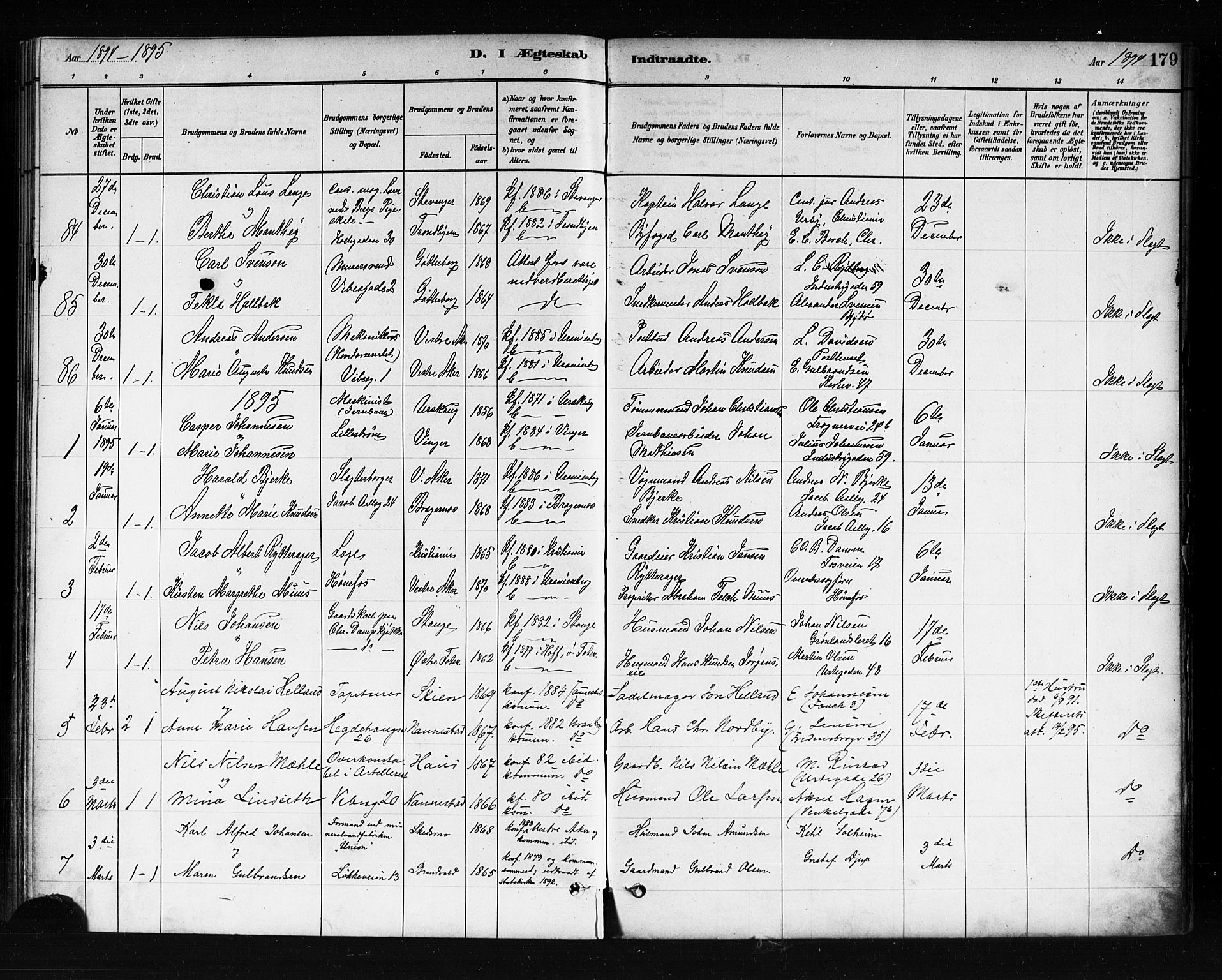 Uranienborg prestekontor Kirkebøker, AV/SAO-A-10877/F/Fa/L0002: Parish register (official) no. I 2, 1880-1896, p. 179