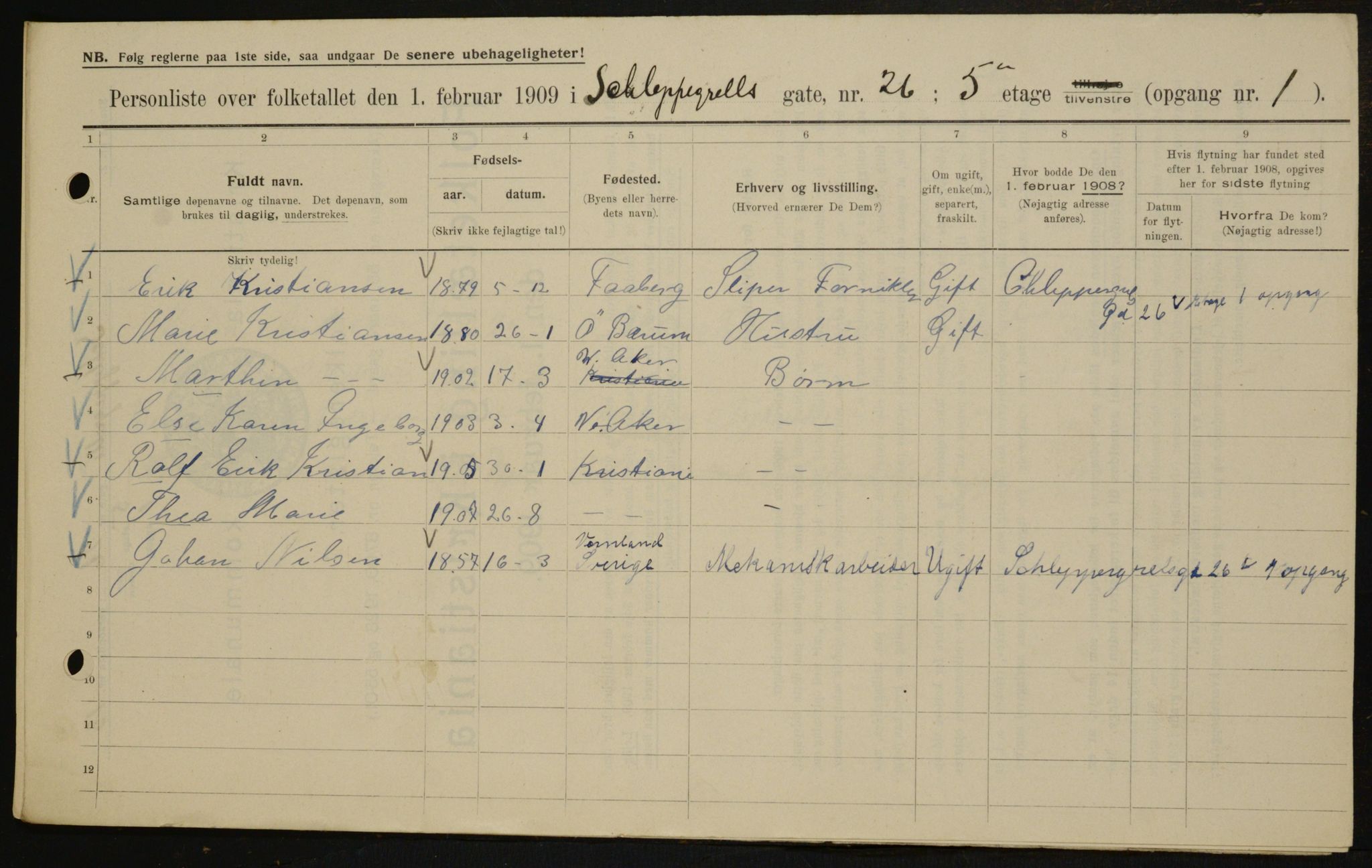 OBA, Municipal Census 1909 for Kristiania, 1909, p. 82039