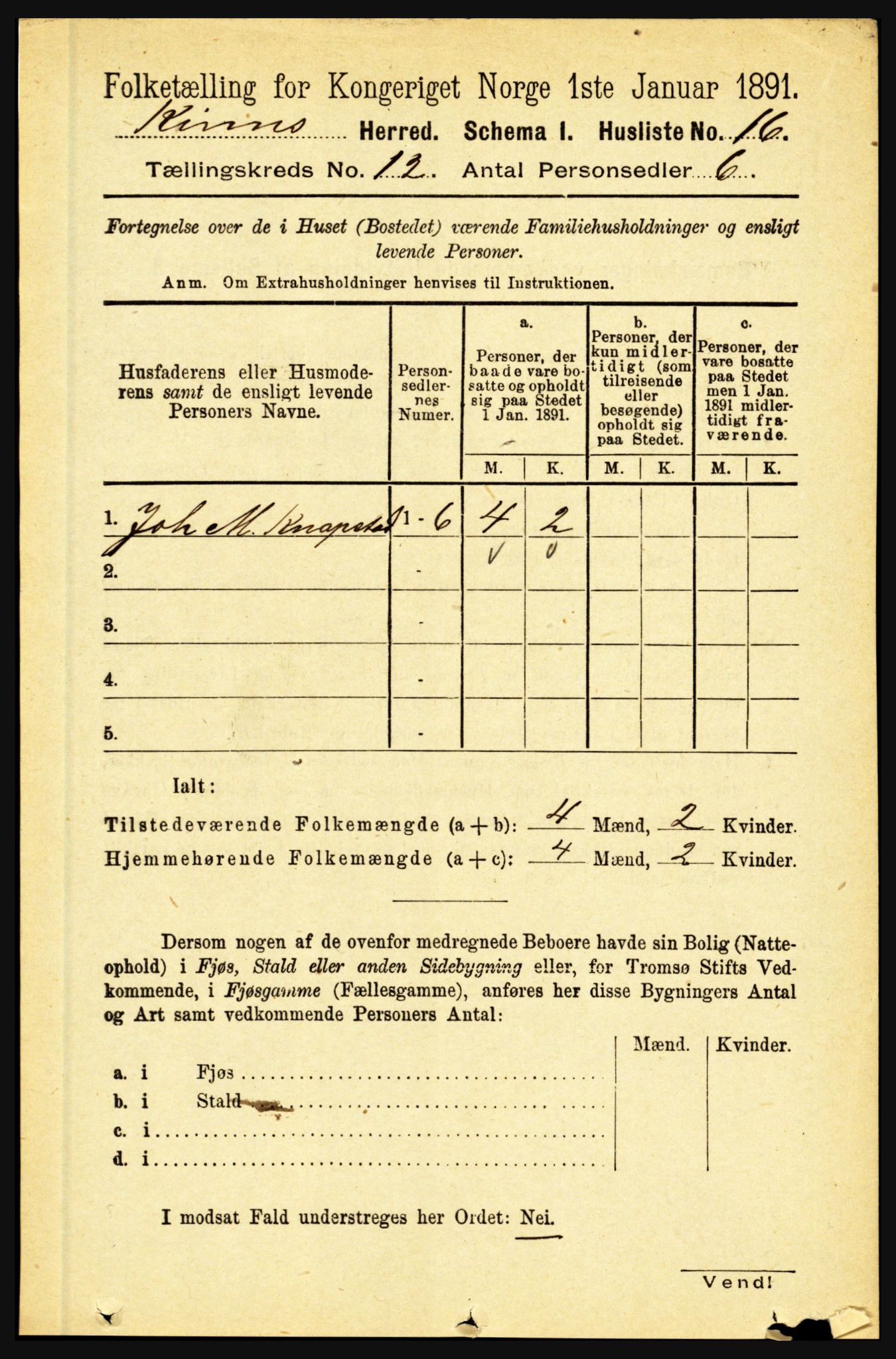 RA, 1891 census for 1437 Kinn, 1891, p. 4446