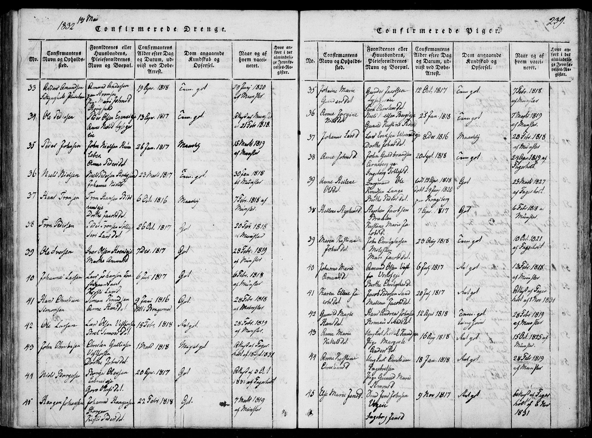 Eiker kirkebøker, SAKO/A-4/F/Fa/L0012: Parish register (official) no. I 12, 1827-1832, p. 239